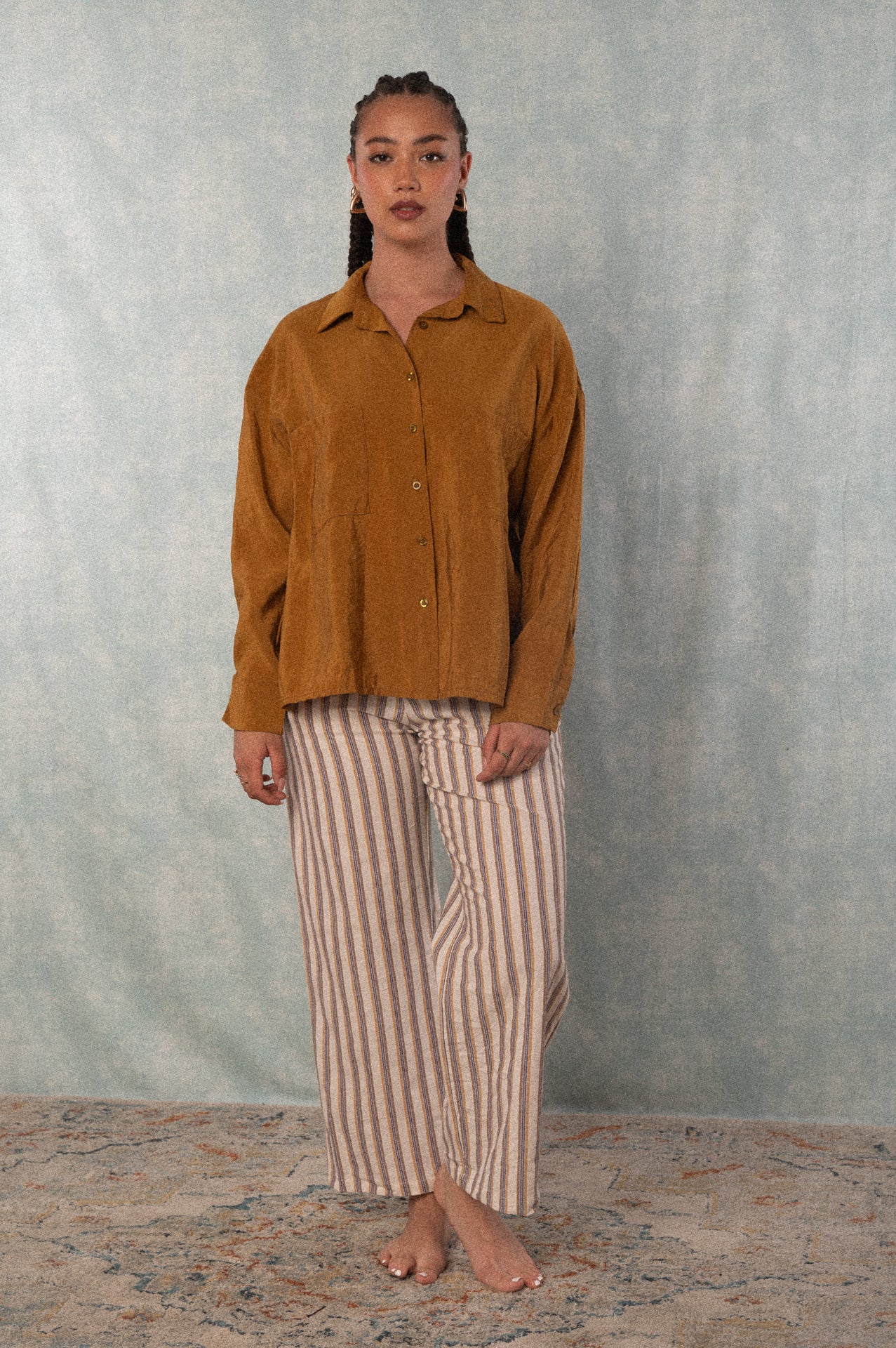 Pantalone vita alta a righe
