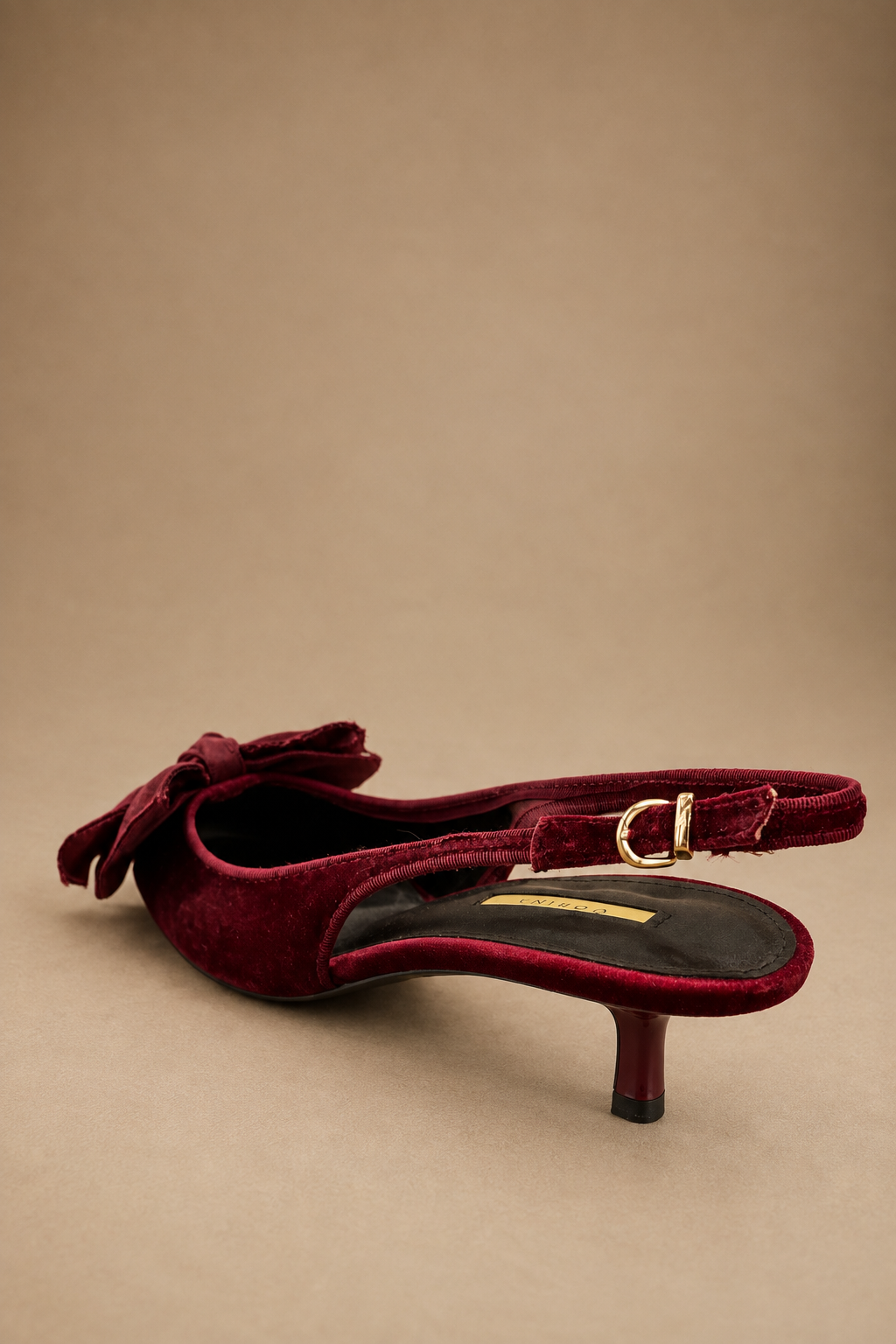 Décolleté Dorothy Slingback Donna in Velluto Bordeaux con Fiocco