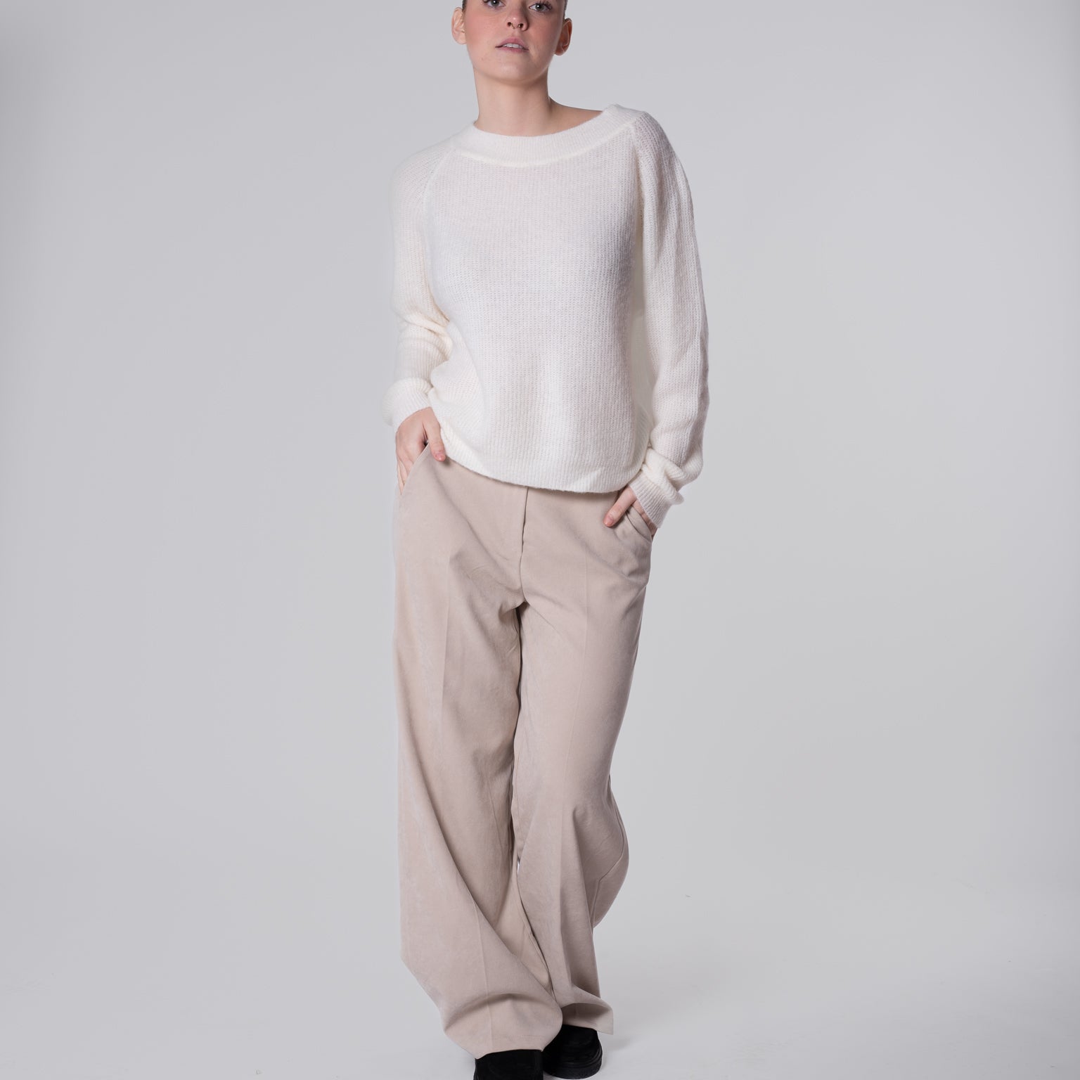 Pantalone crema in fustagno