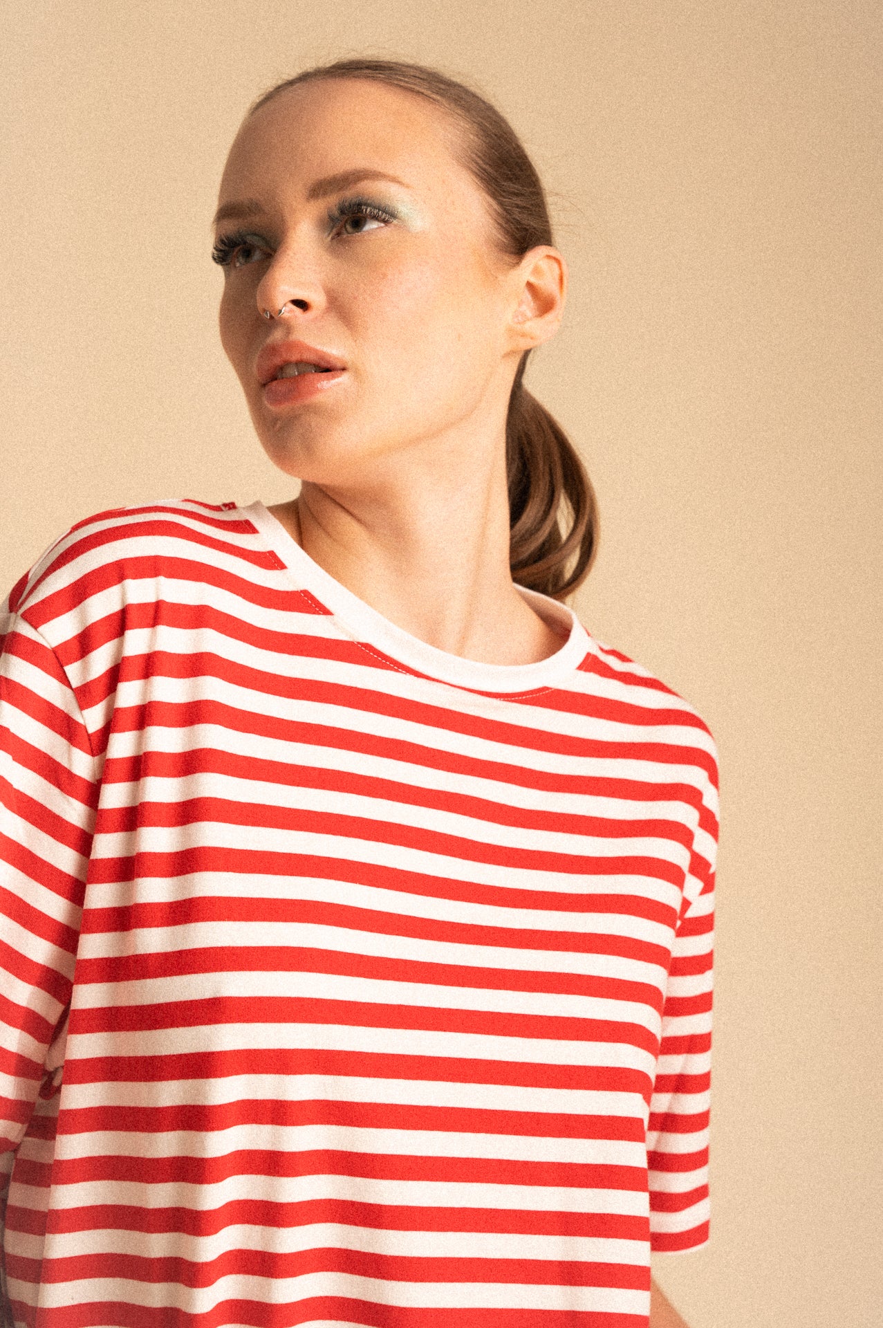 T-Shirt Breton Righe Rosso Corallo