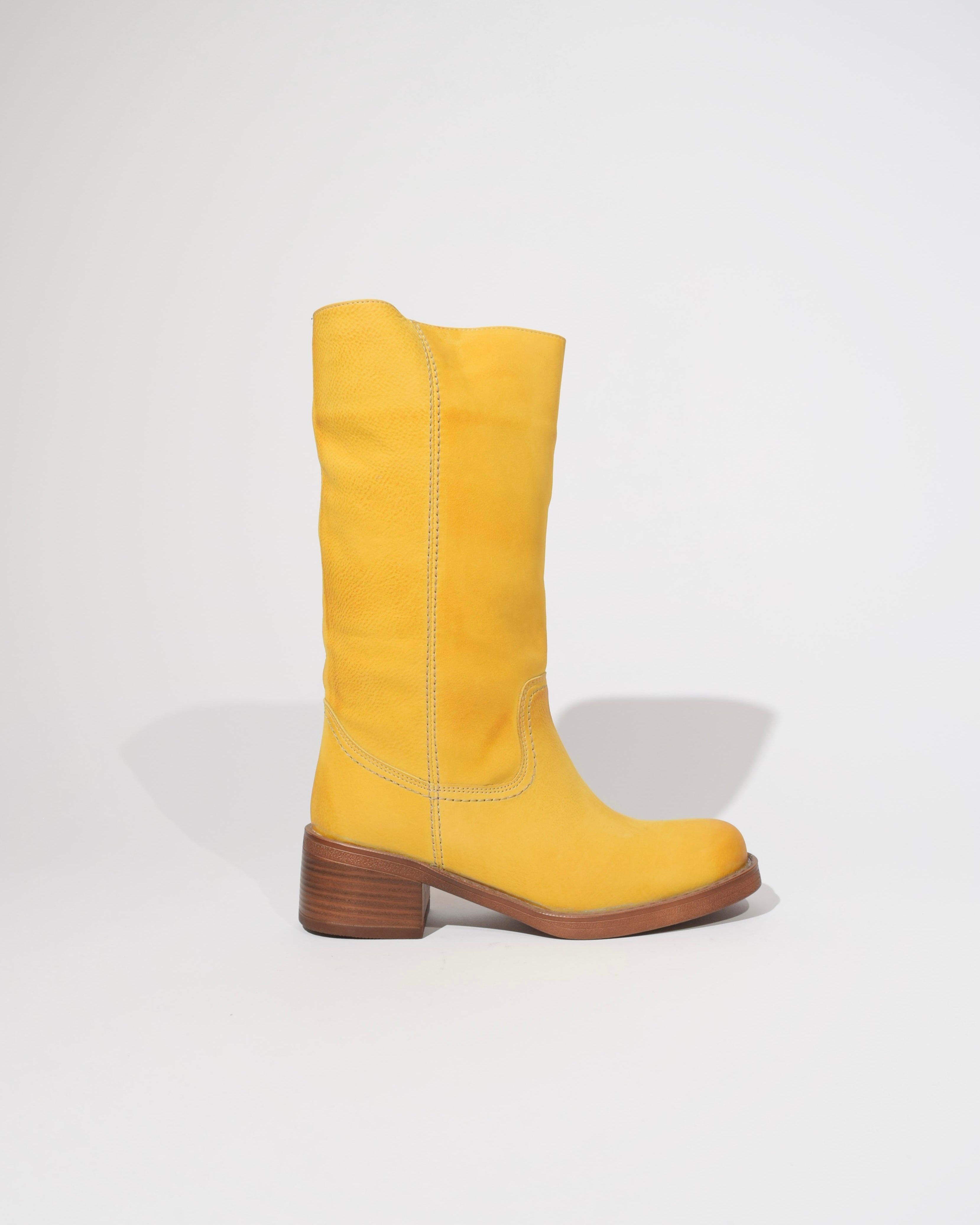 Ochre leather boot