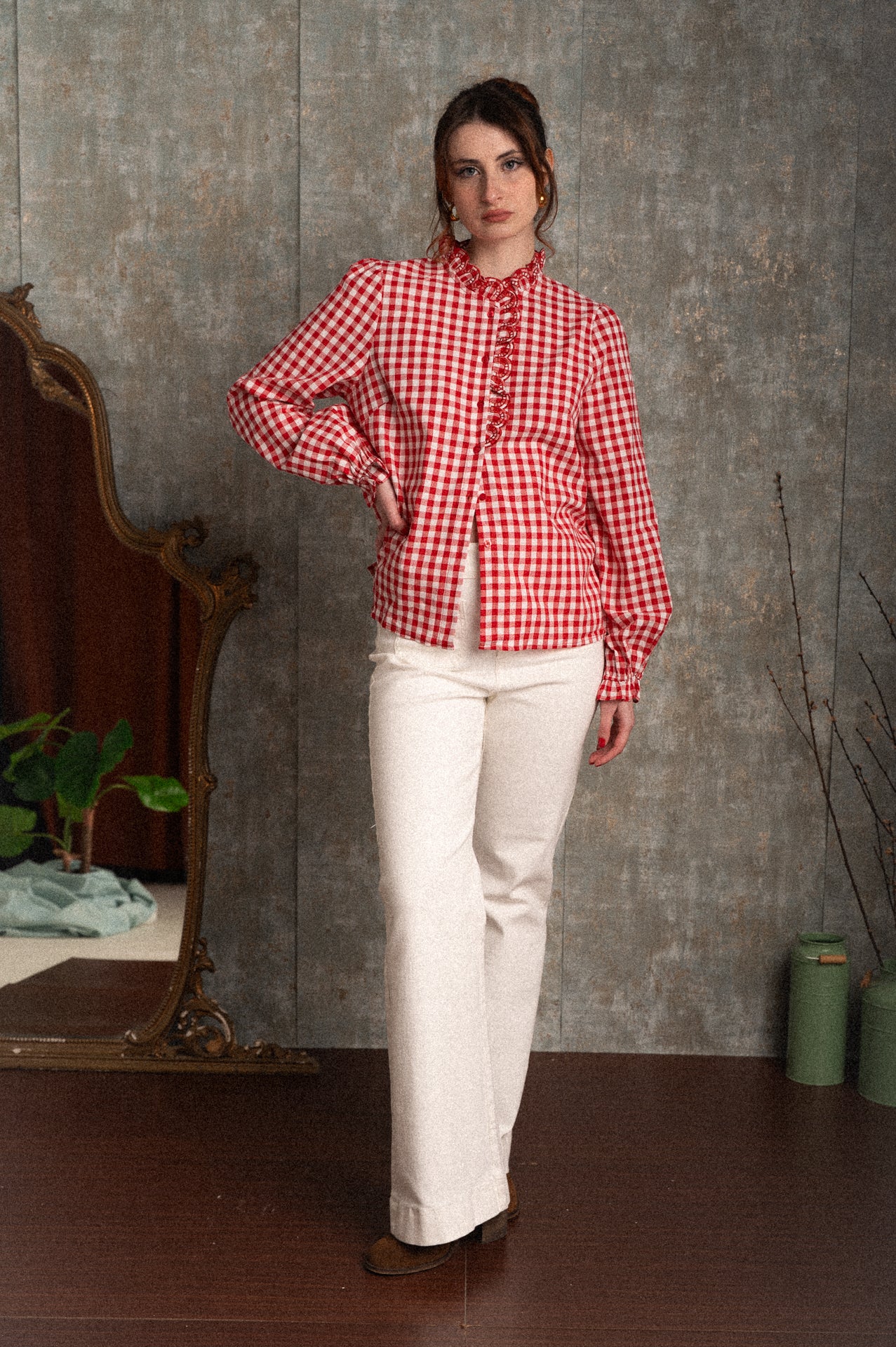 Camicetta Vichy Rossa con Rouche