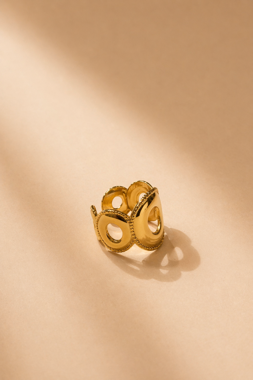 Anello Donna Oro Design Geometrico Regolabile in Acciaio Inossidabile