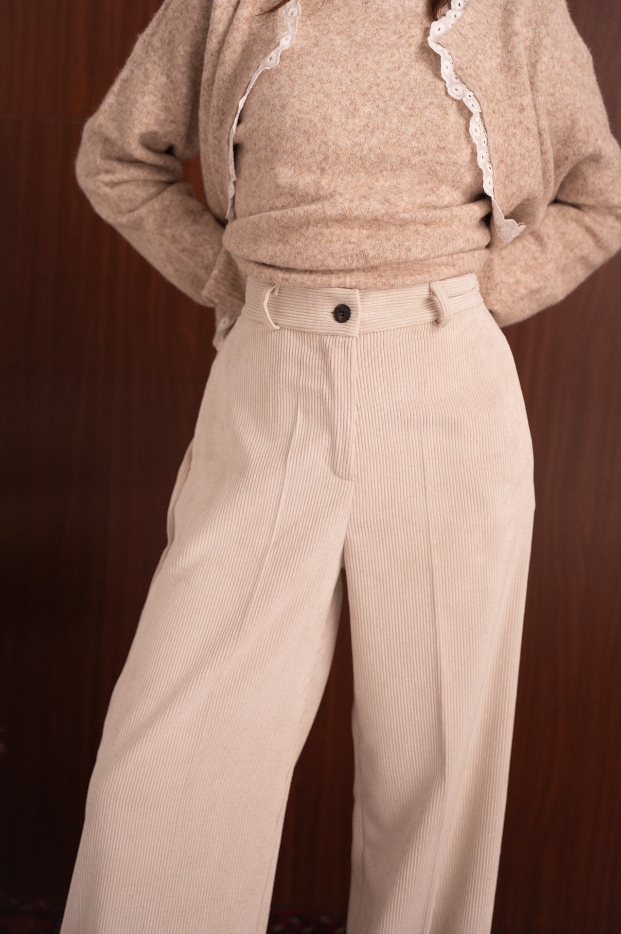 Pantaloni panna donna in velluto a coste larghe