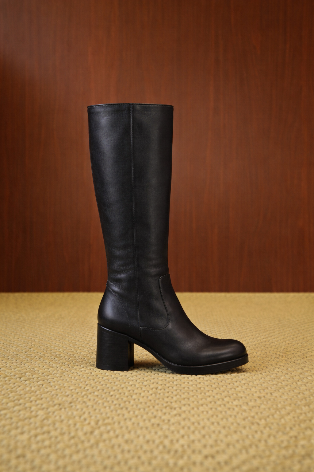 Stivale Donna in Vera Pelle nero con Tacco 6cm