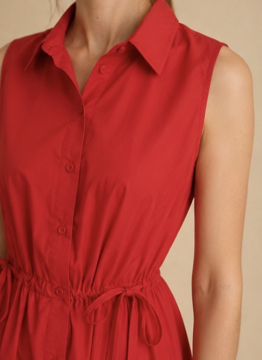Abito Chemisier Lungo Donna “Scarlet” – Rosso in Cotone 100%