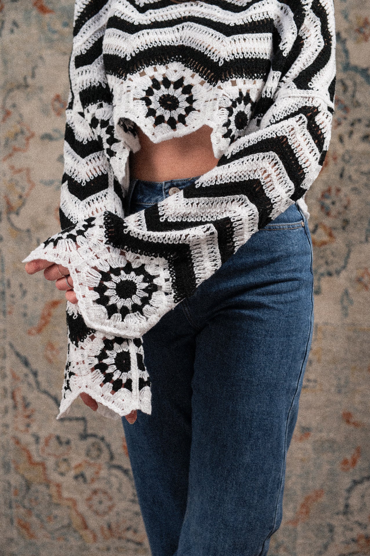 Maglia crop donna boho