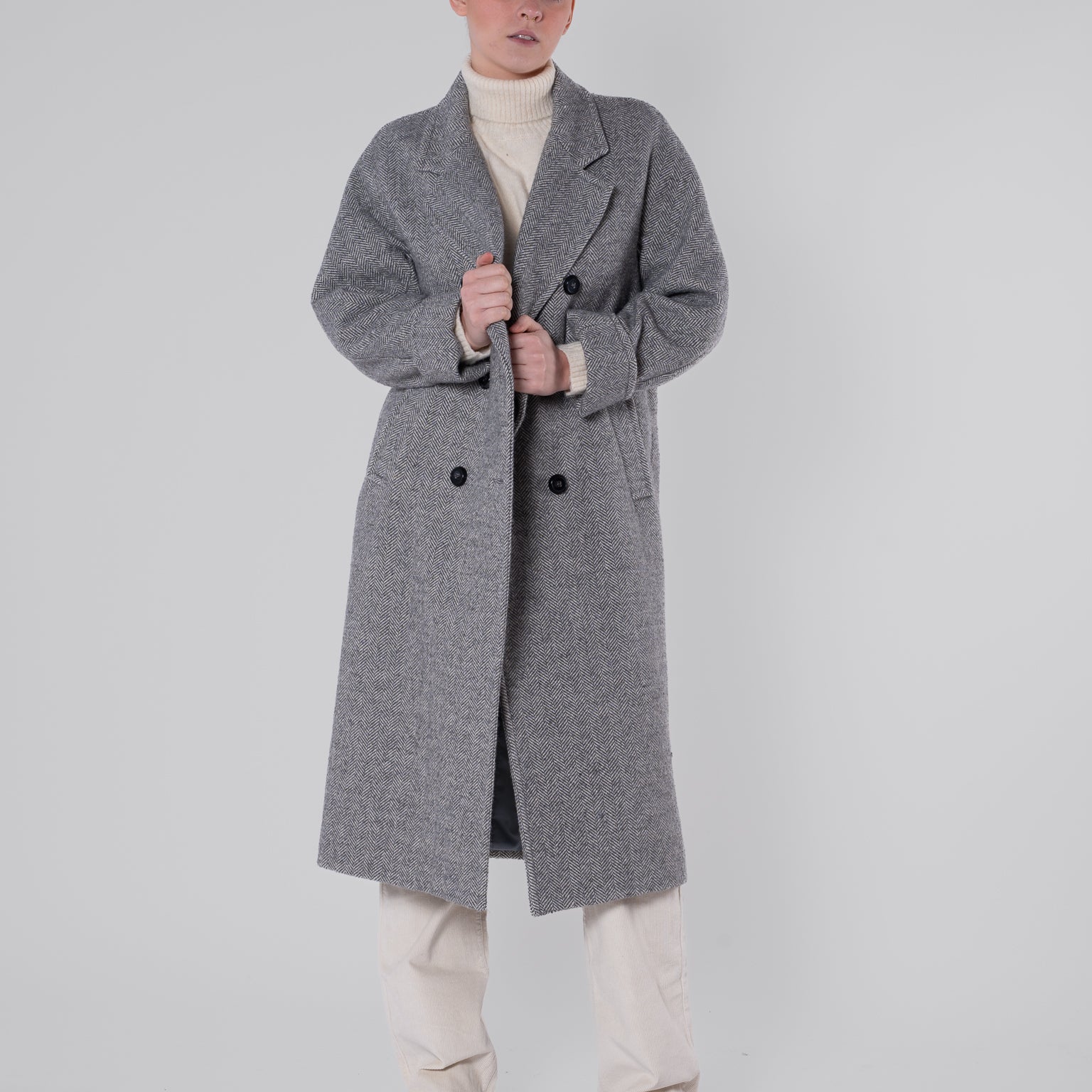 Grey herringbone coat