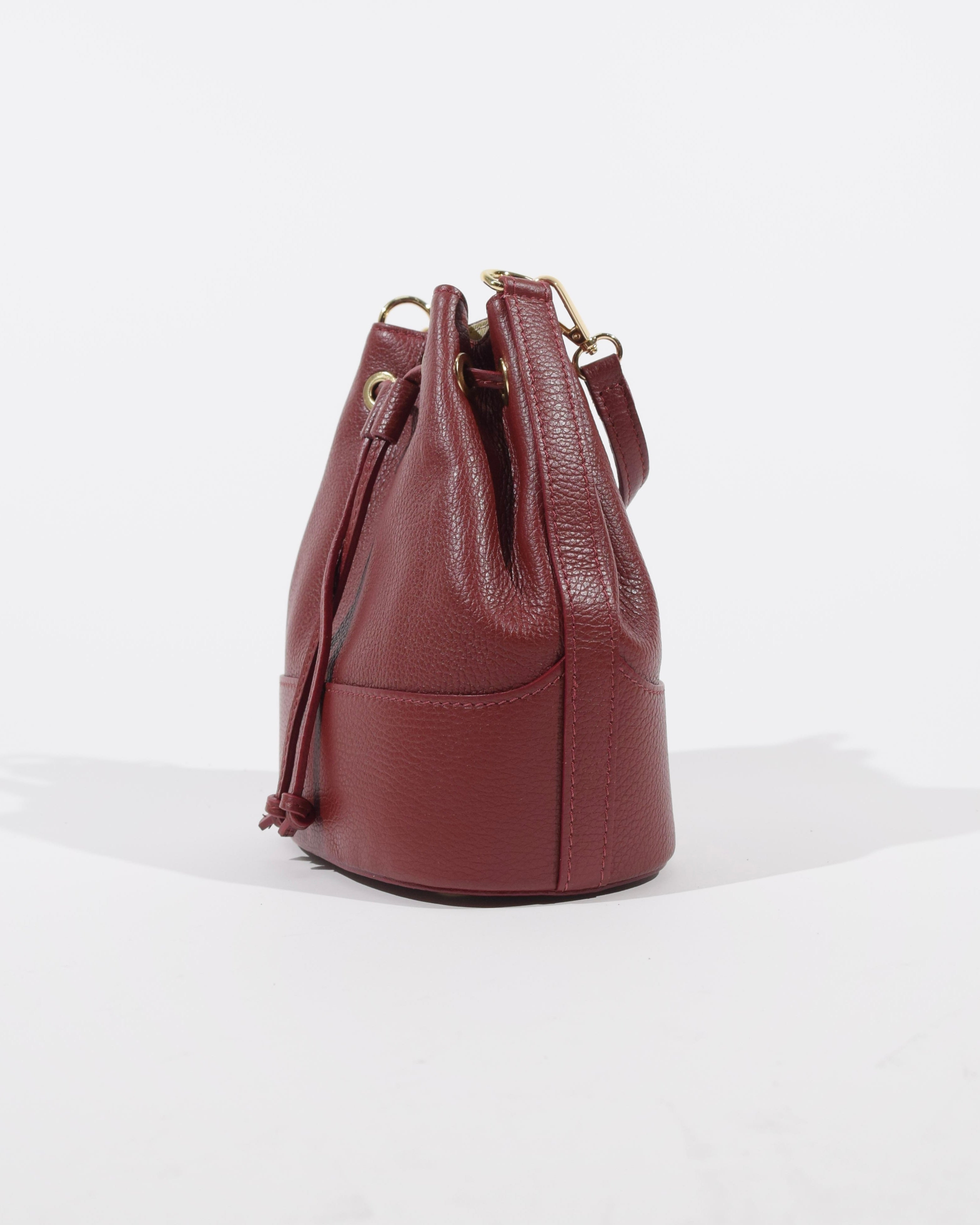 Borsa Secchiello in pelle color bordeaux