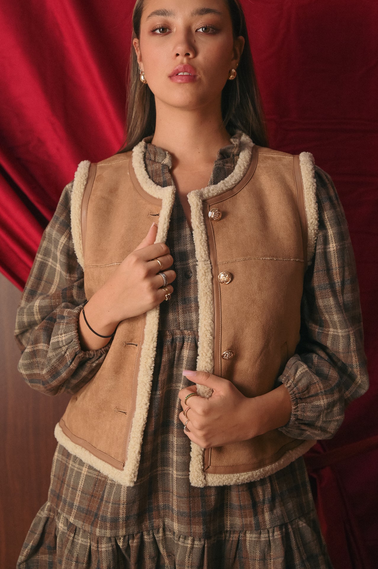 Gilet Imbottito Donna Effetto Montone Shearling | Smanicato Caldo