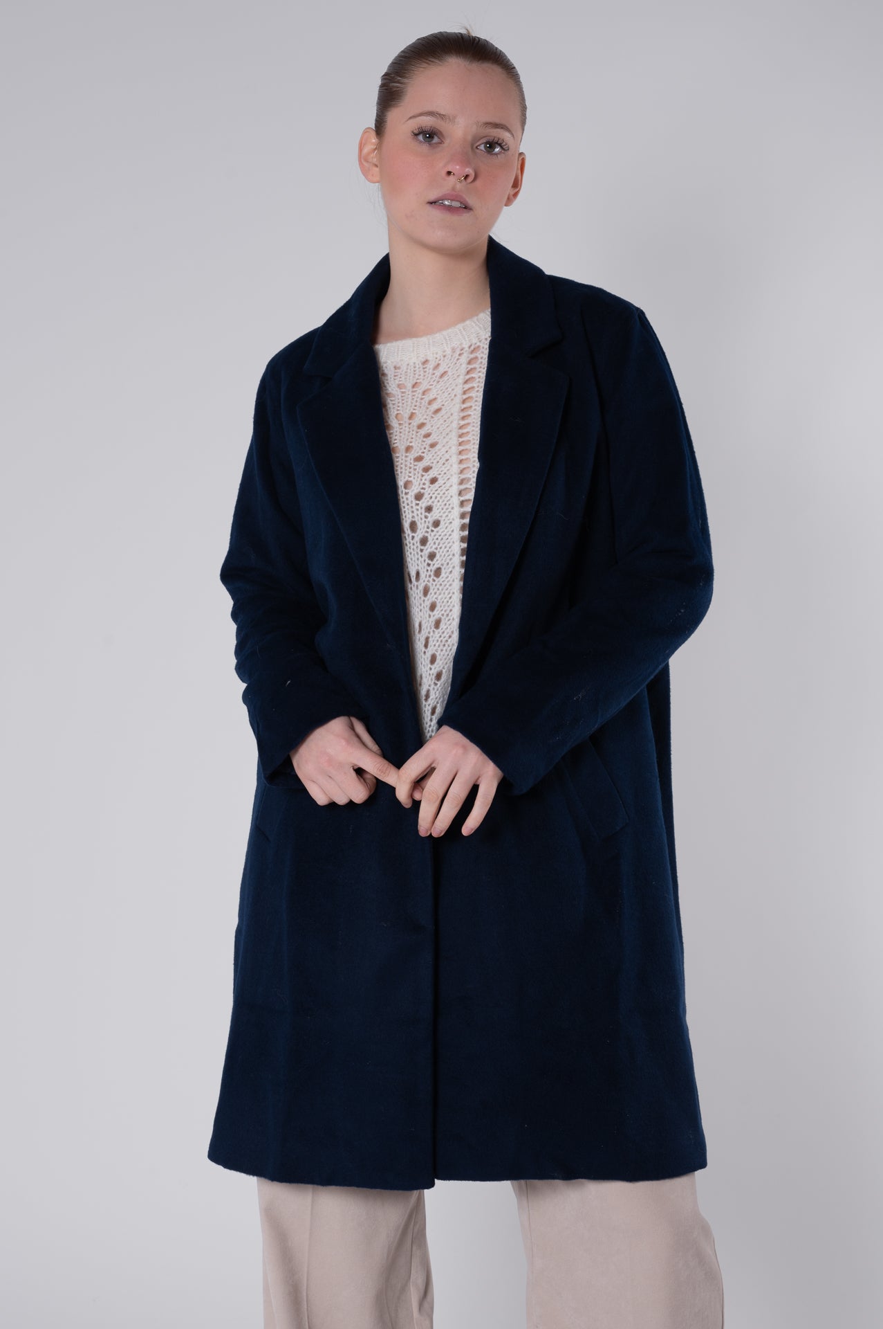 Cappotto blu un bottone