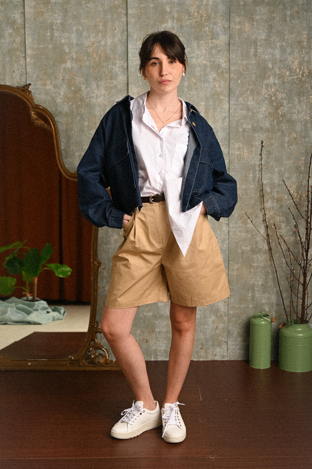 Giacca Zinnia Donna Denim Crop con Tasche