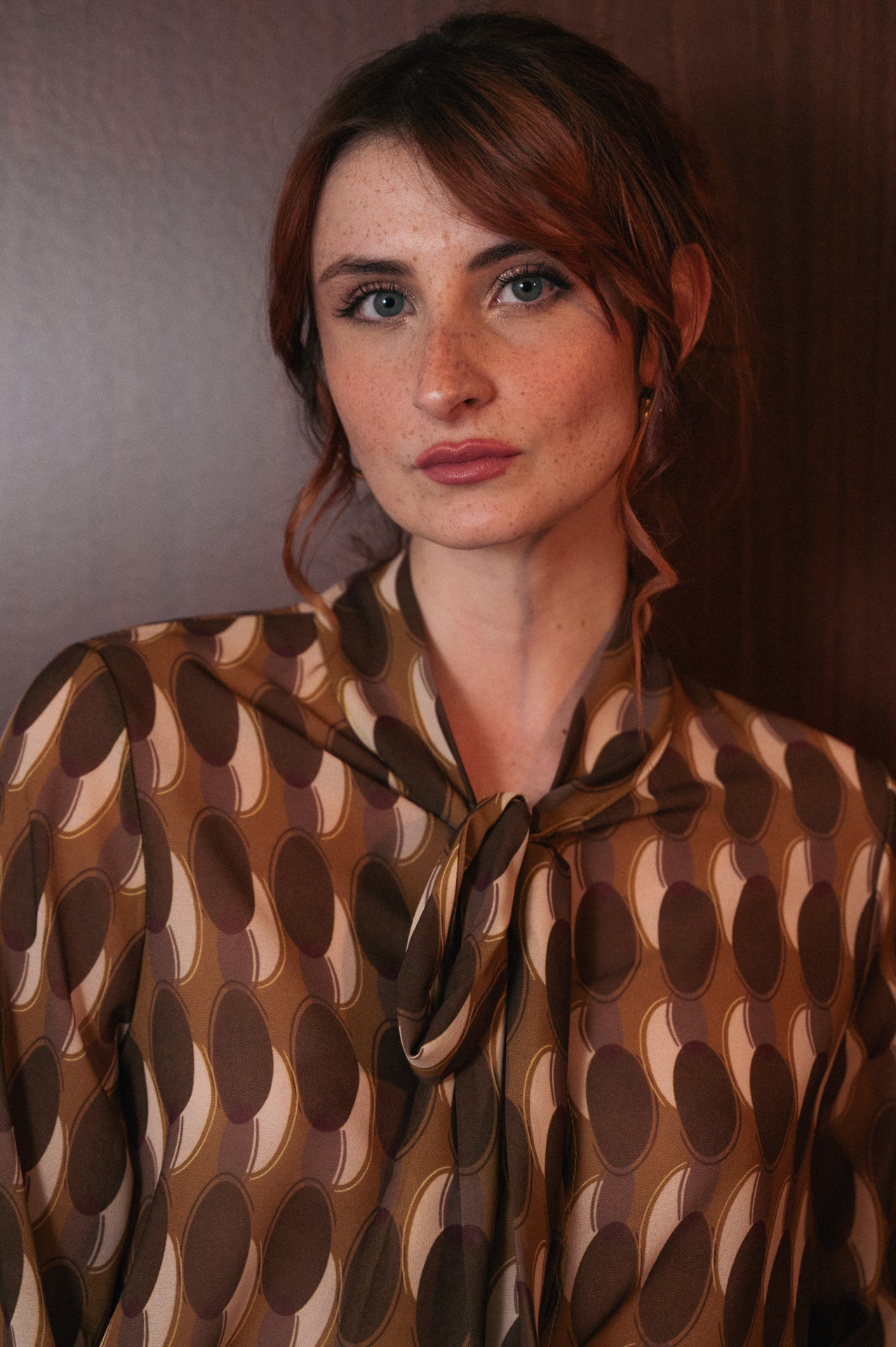 Camicia Donna Fantasia Geometrica | Collo con Fiocco