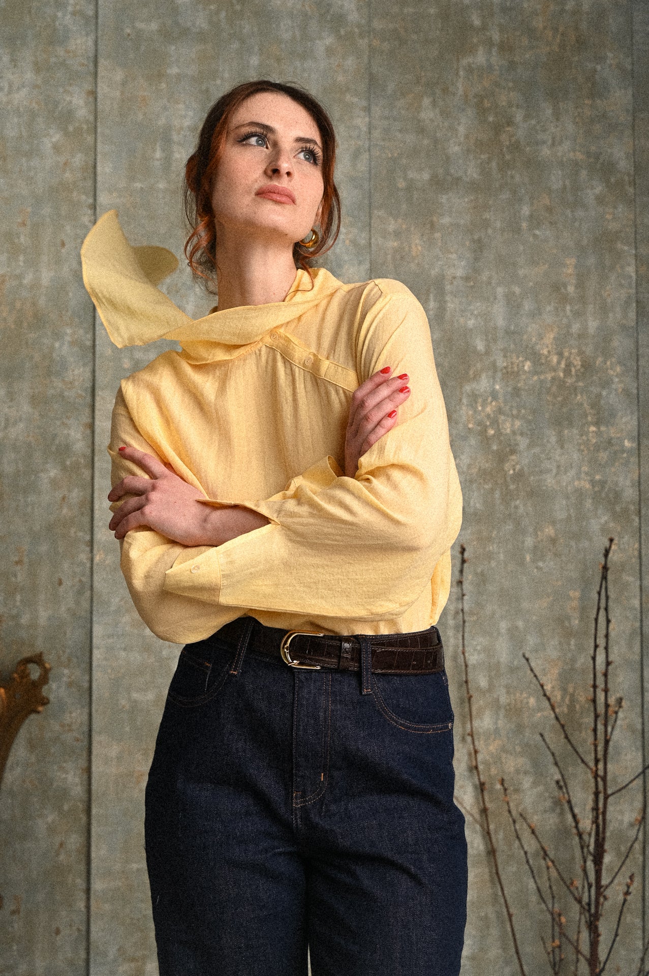 Blusa Euforia color burro con laccio coulisse 