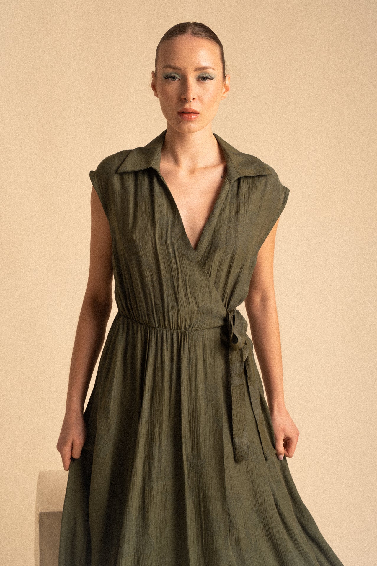 Abito Greenwich Verde Lungo con Nodo Regolabile