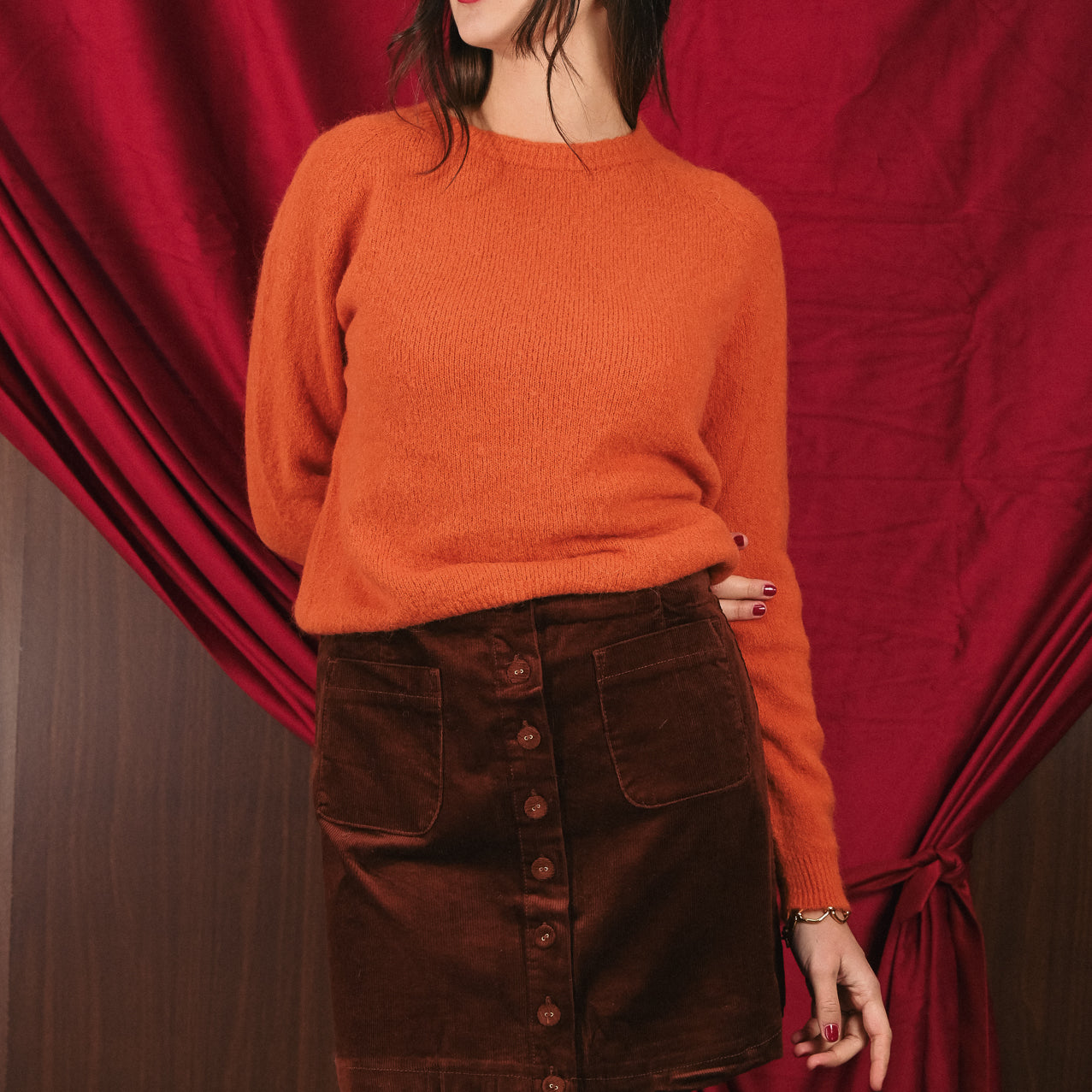 Maglione color ruggine donna Amelìe misto alpaca e lana | made in Italy