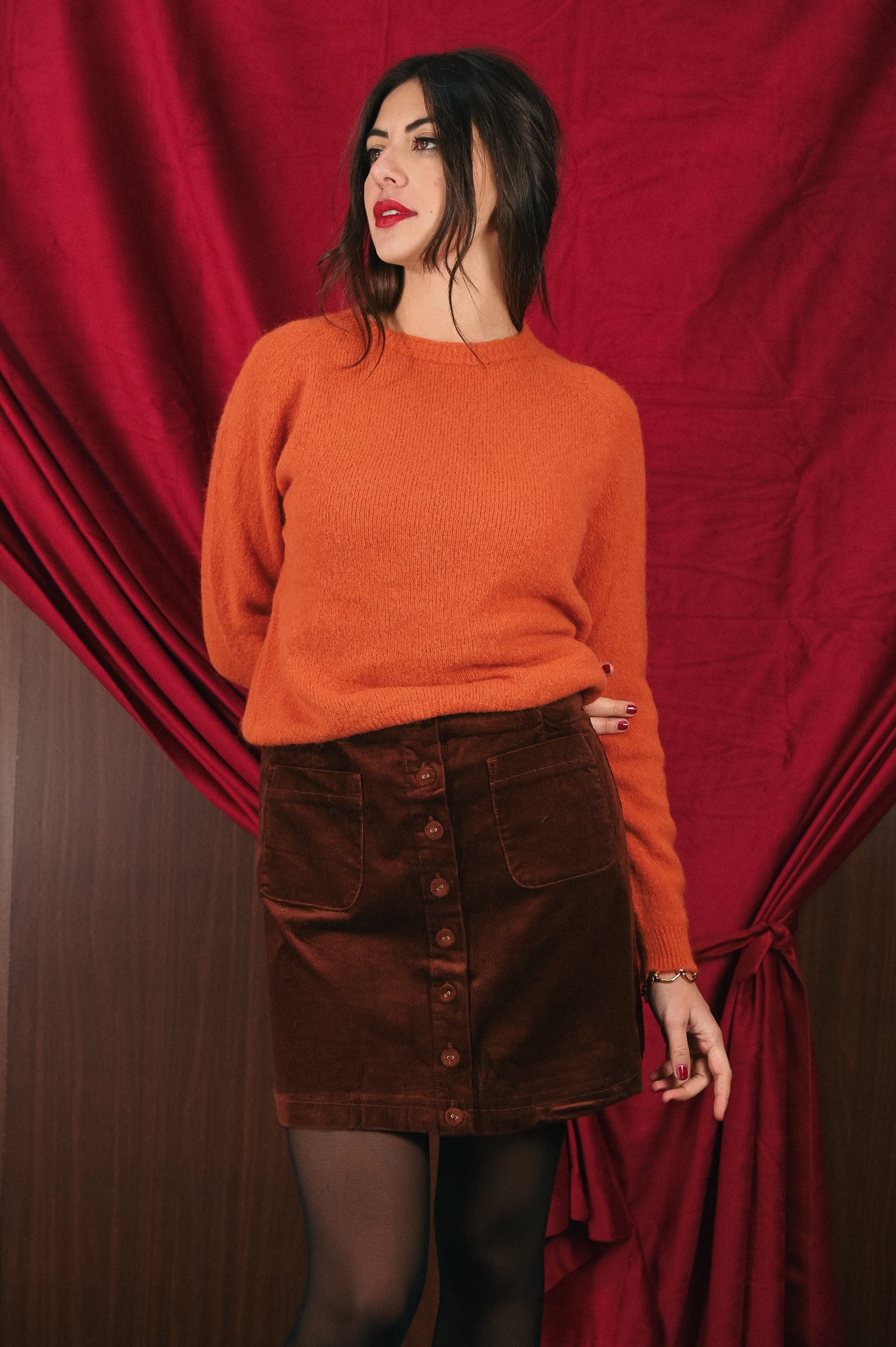 Maglione color ruggine donna Amelìe misto alpaca e lana | made in Italy