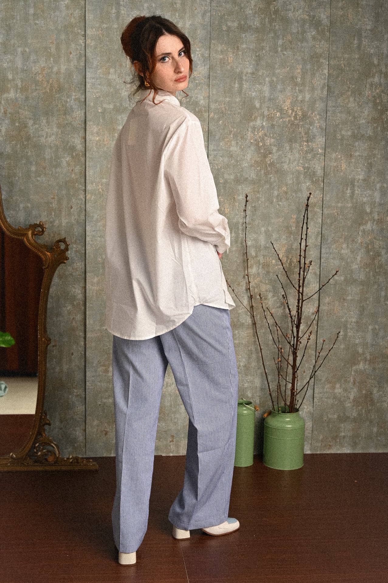 Camicia Geranio bianca mandarin collar