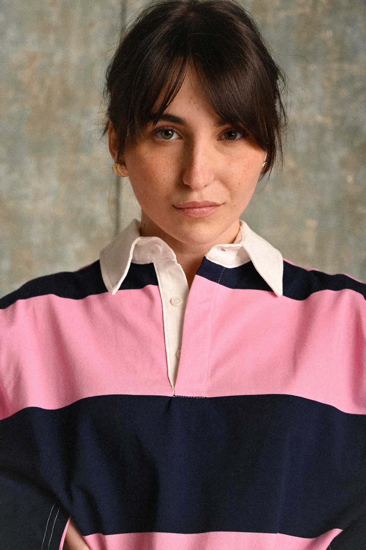 Polo Daphne a Righe Rosa e Blu Donna