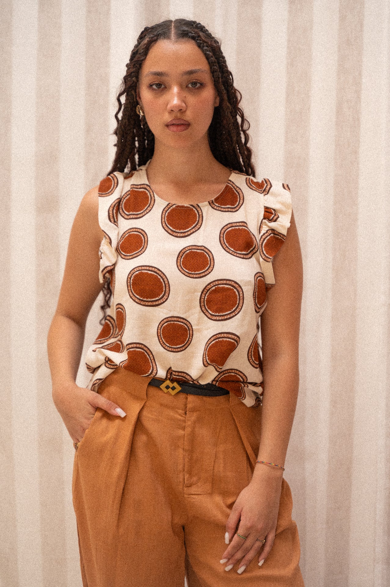 Camicia senza manica a fantasia