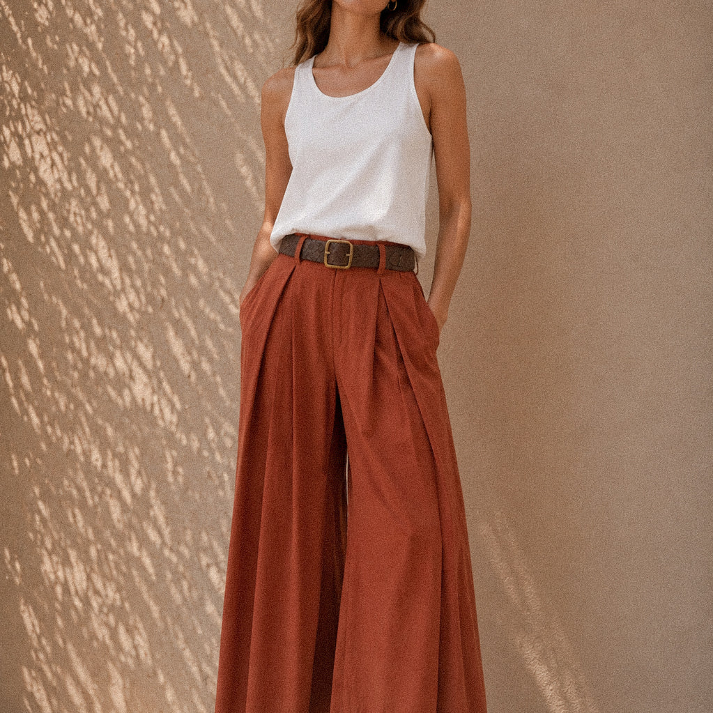 Pantalone palazzo in terracotta