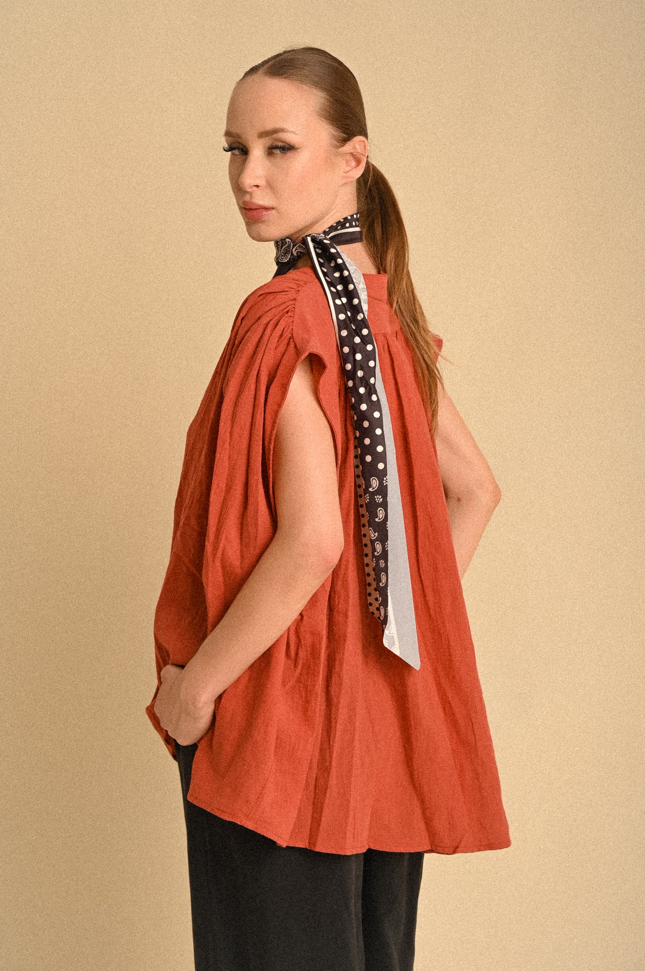 Blusa Over Donna in Cotone 100% Terracotta – Modello Marrakech
