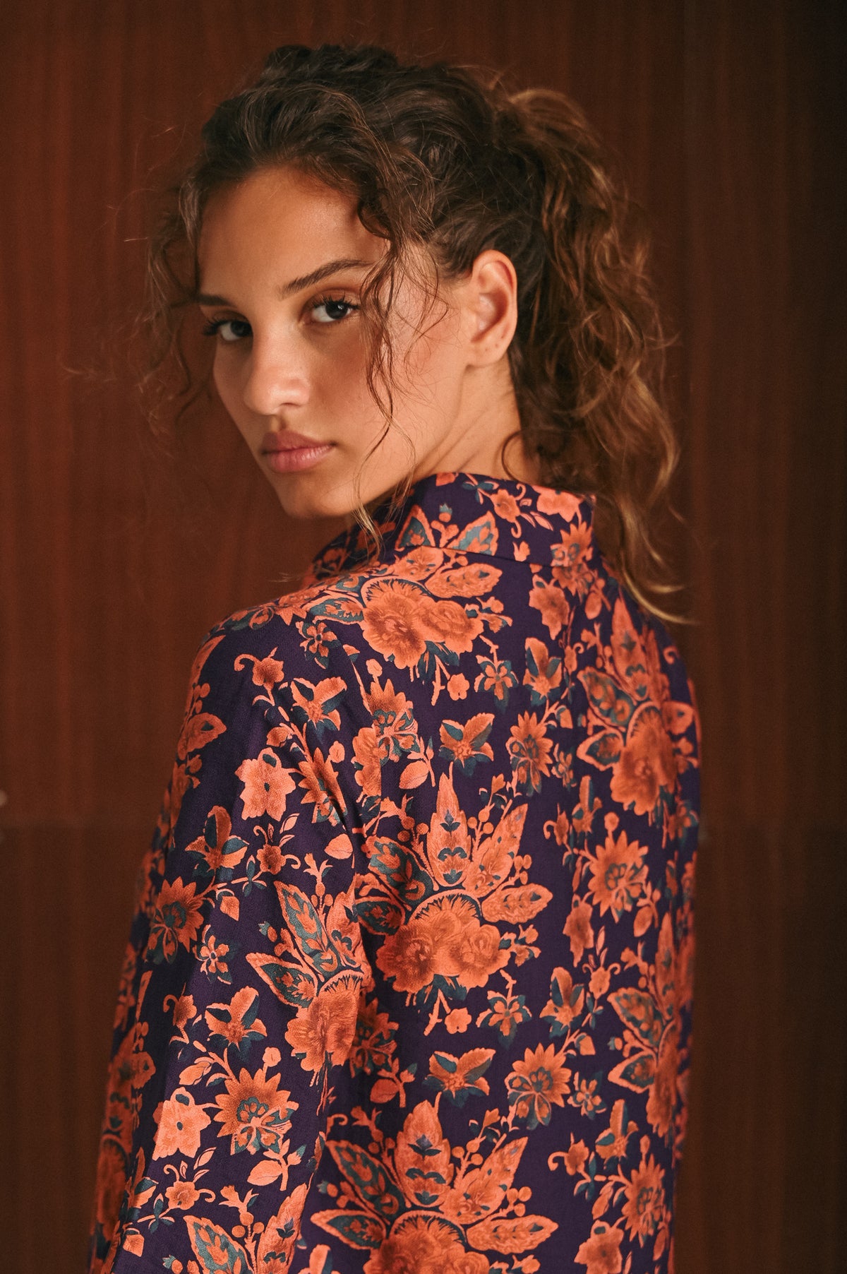 Abito Milly Chemisier Donna Blu a Fantasia Floreale