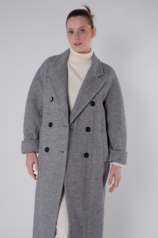 Cappotto grigio spigato