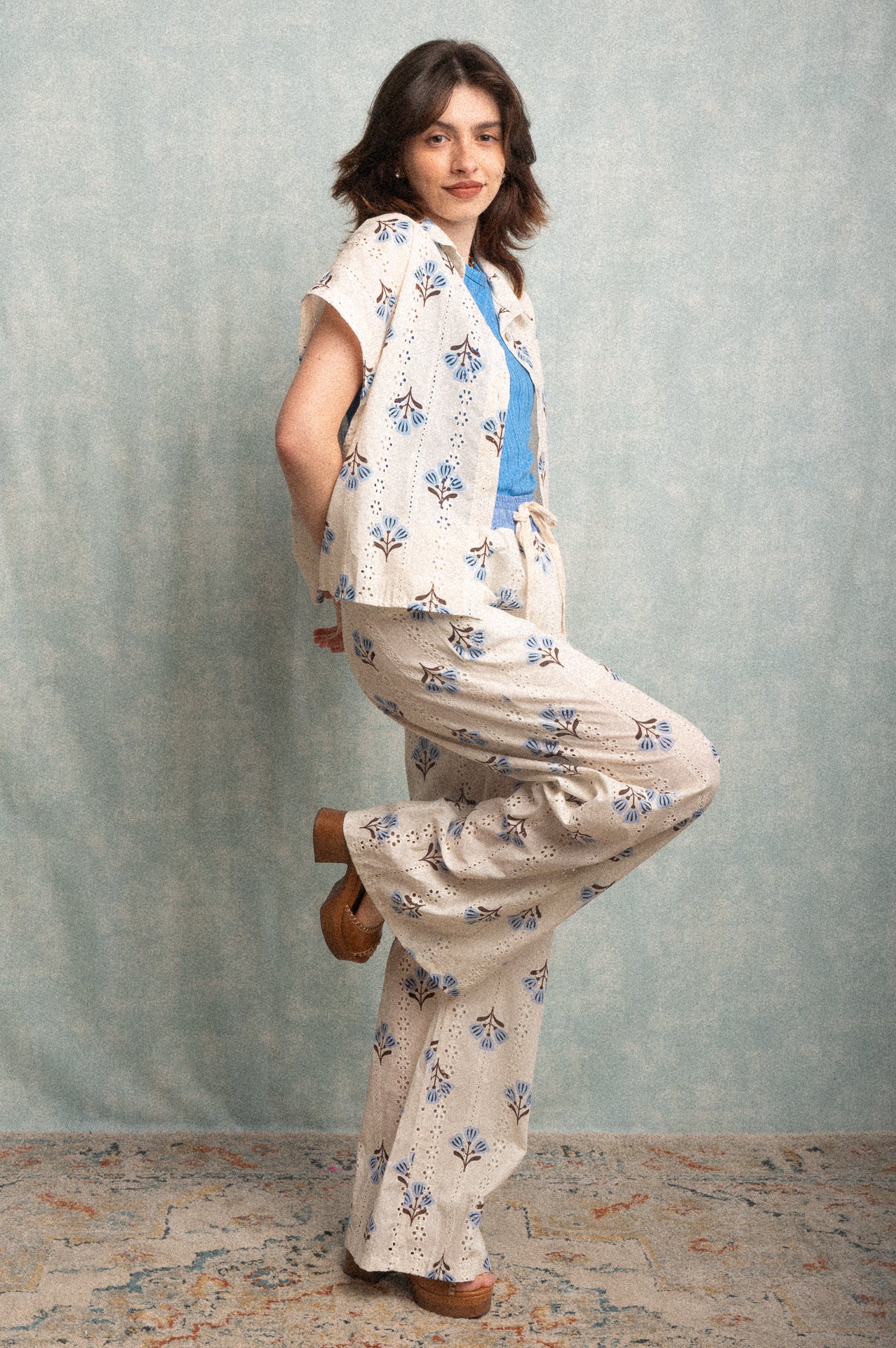 Pantalone Jannette bianco con ricami