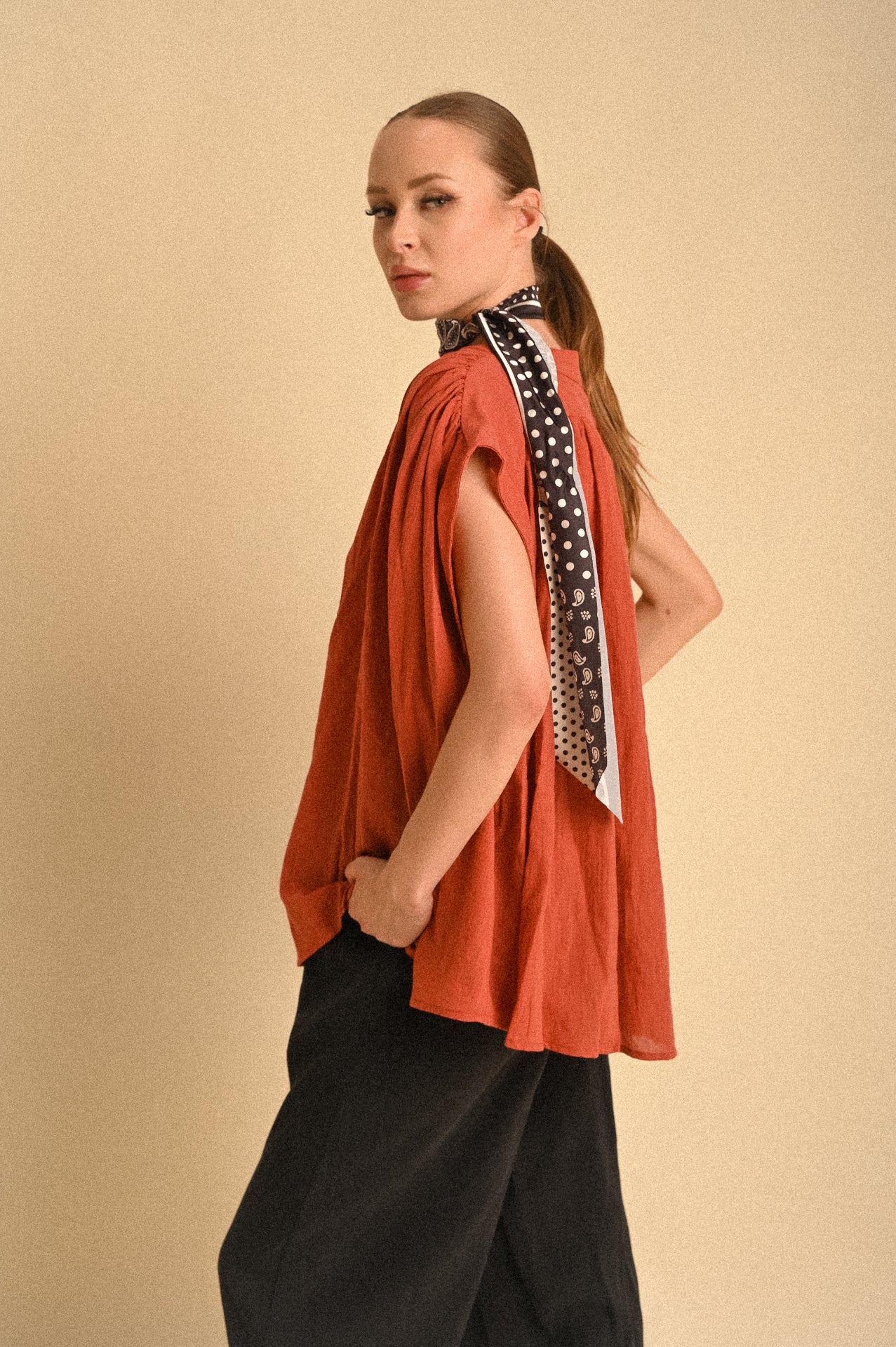 Blusa Over Donna in Cotone 100% Terracotta – Modello Marrakech