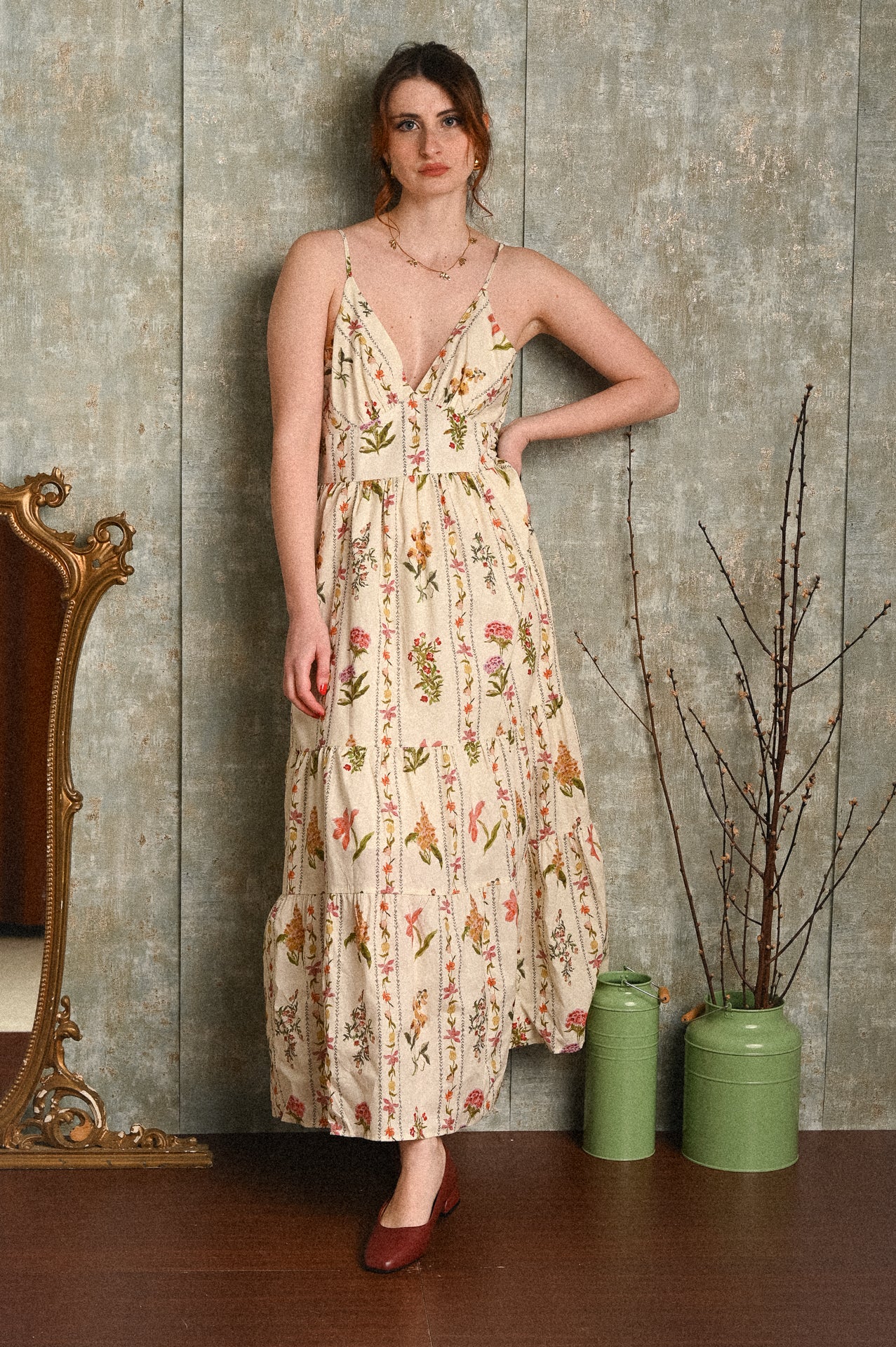 Abito lungo donna fantasia botanica 