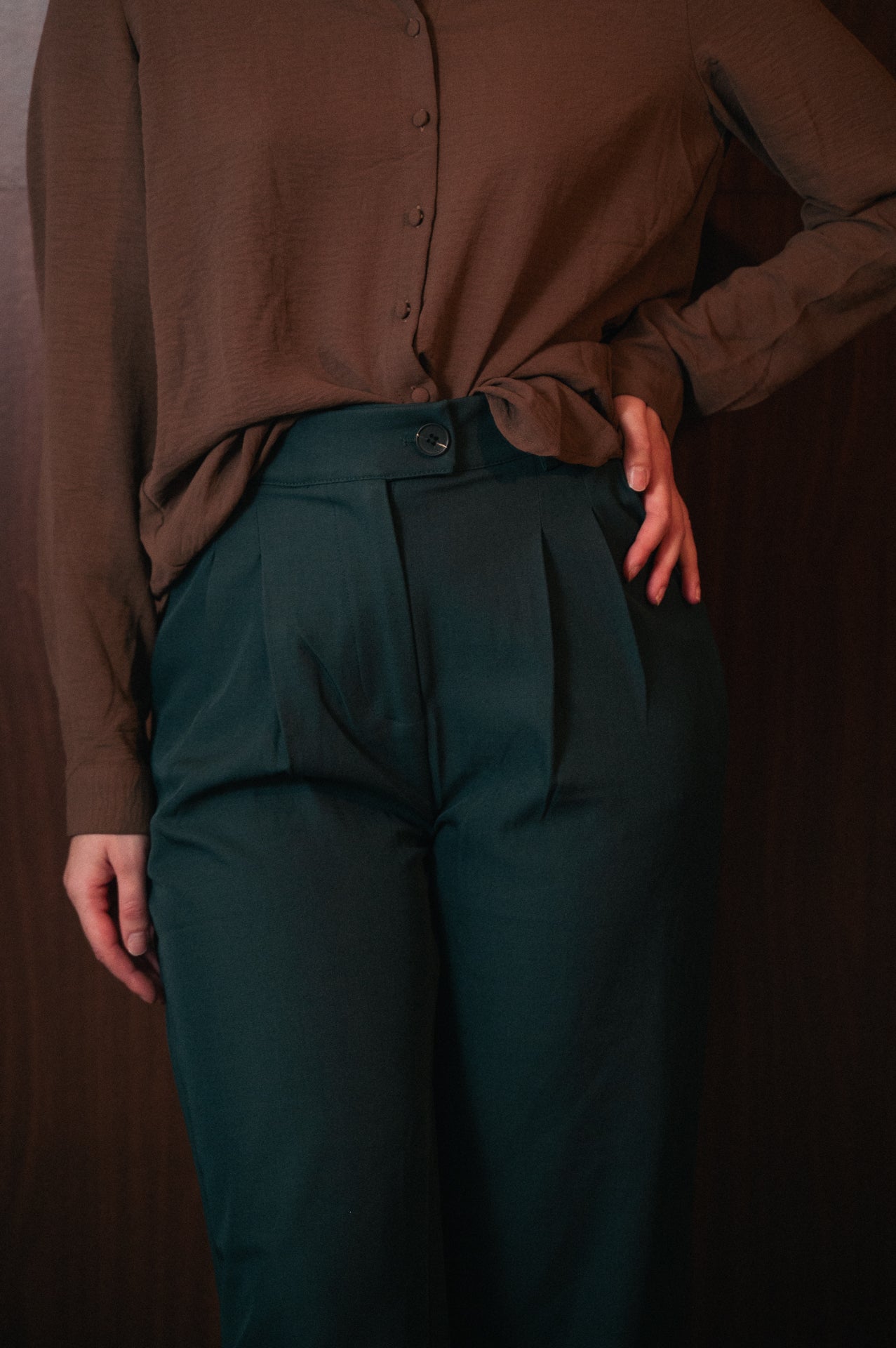 Pantalone Donna Tailleur Coordinato Petrolio | Vita Elastica Posteriore