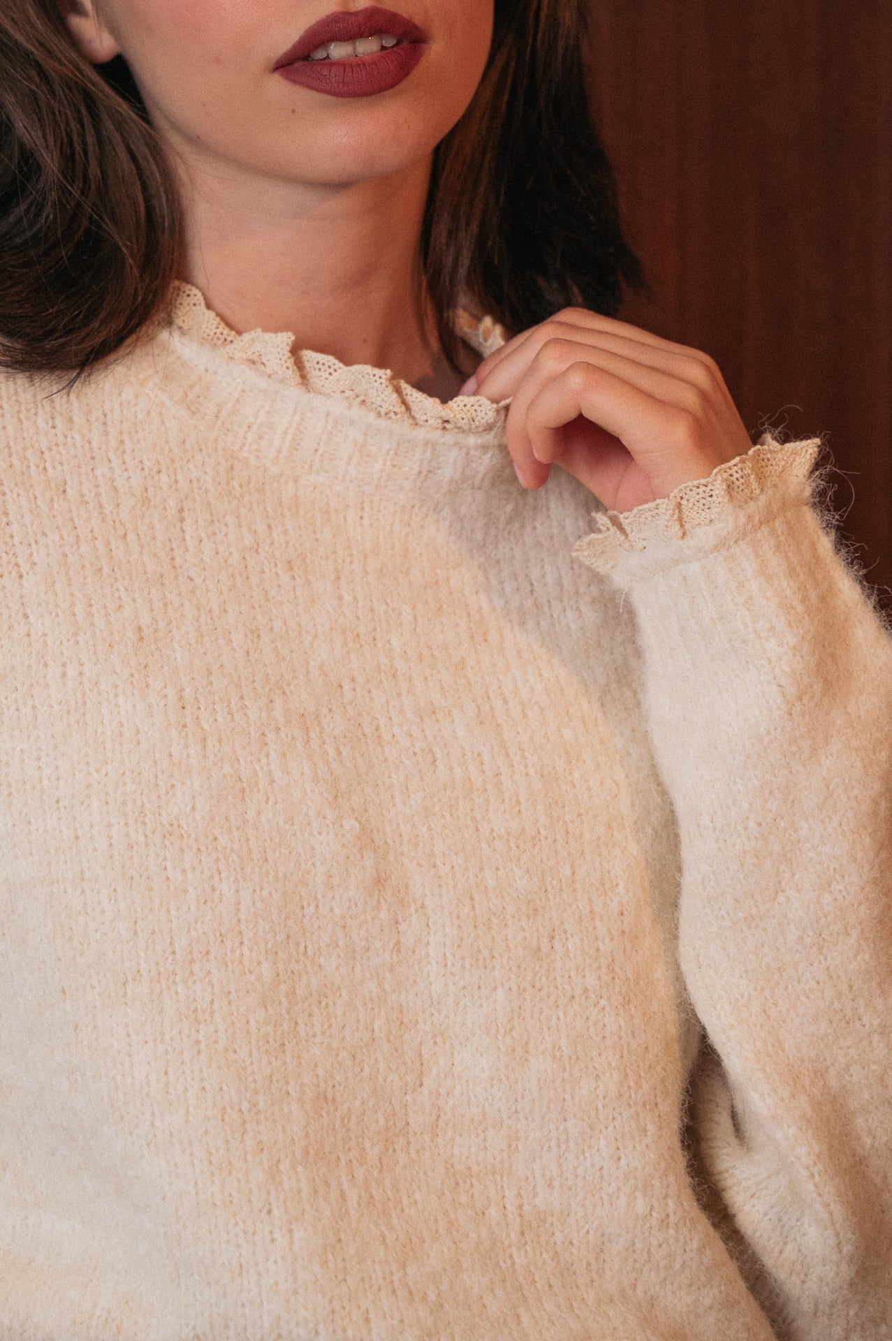 Maglione écru con ricami