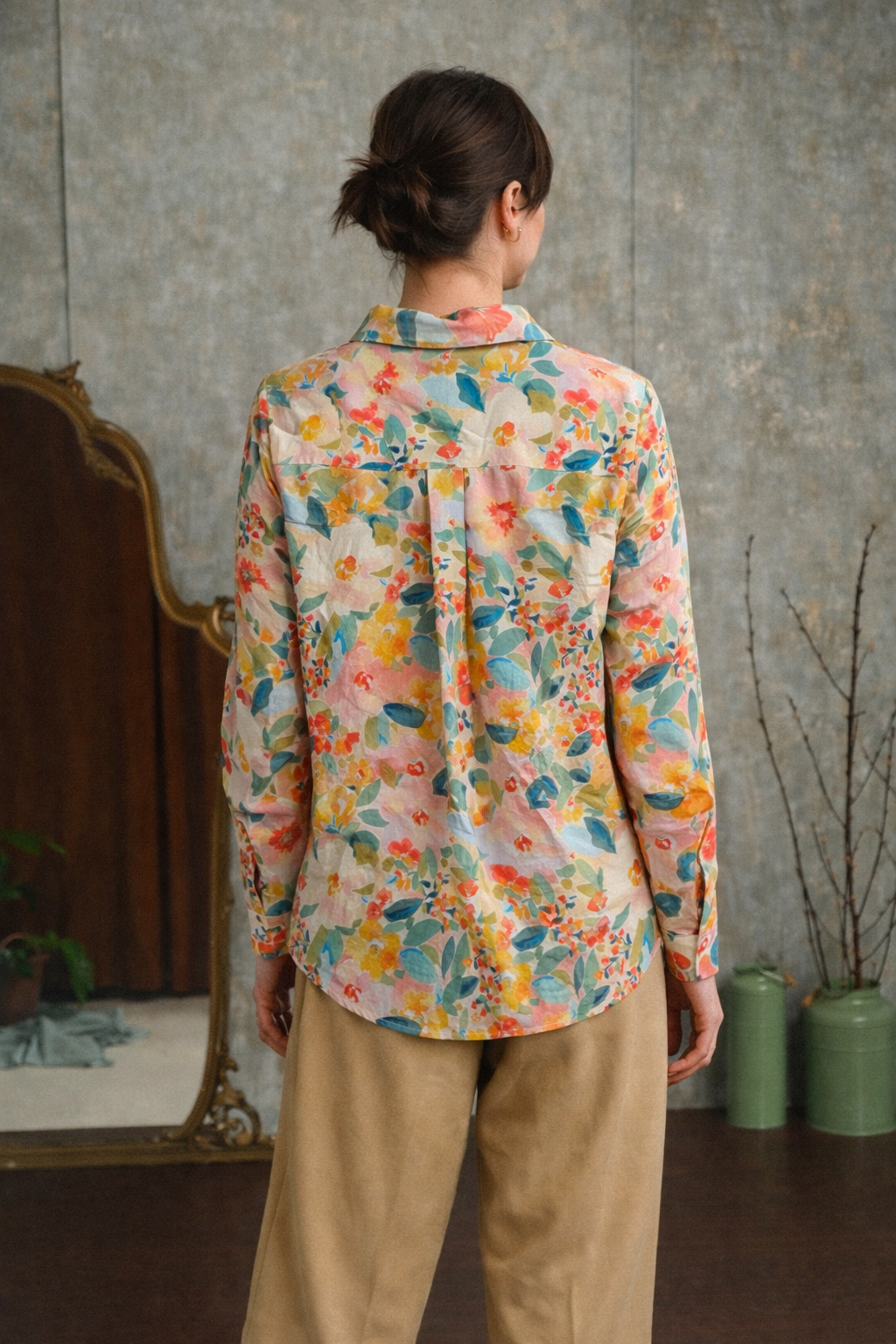 Camicia Florissa in Cotone 100% con Fantasia Floreale