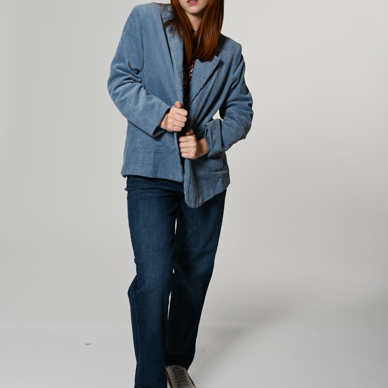 Light blue velvet blazer