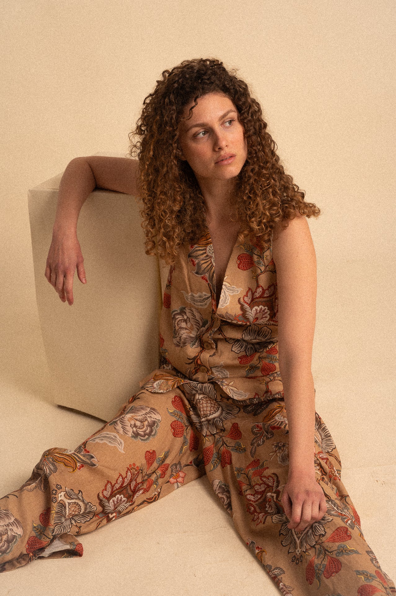Pantalone Palazzo Donna Paisley in Lino e Viscosa con Elastico in Vita
