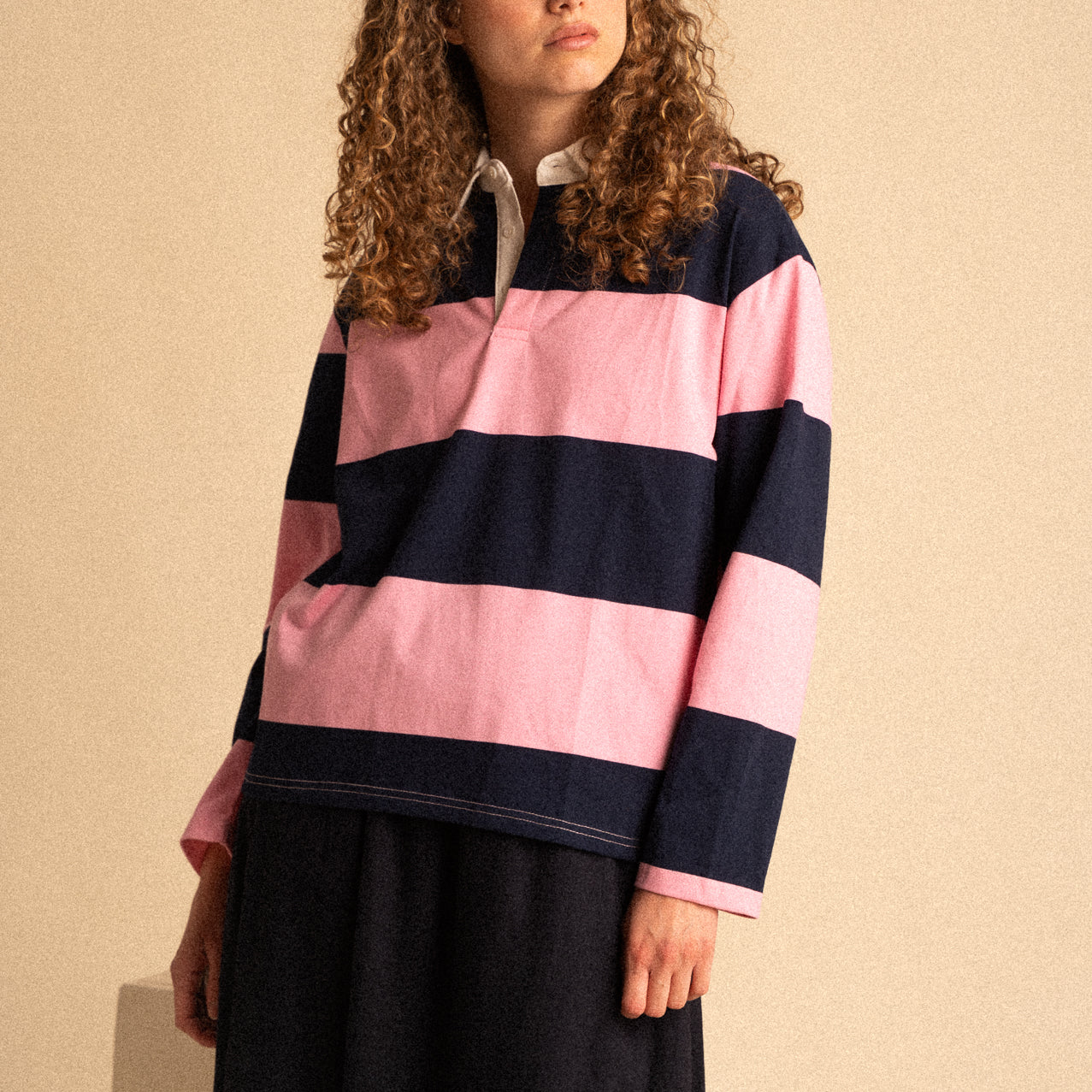 Polo Daphne a Righe Rosa e Blu Donna
