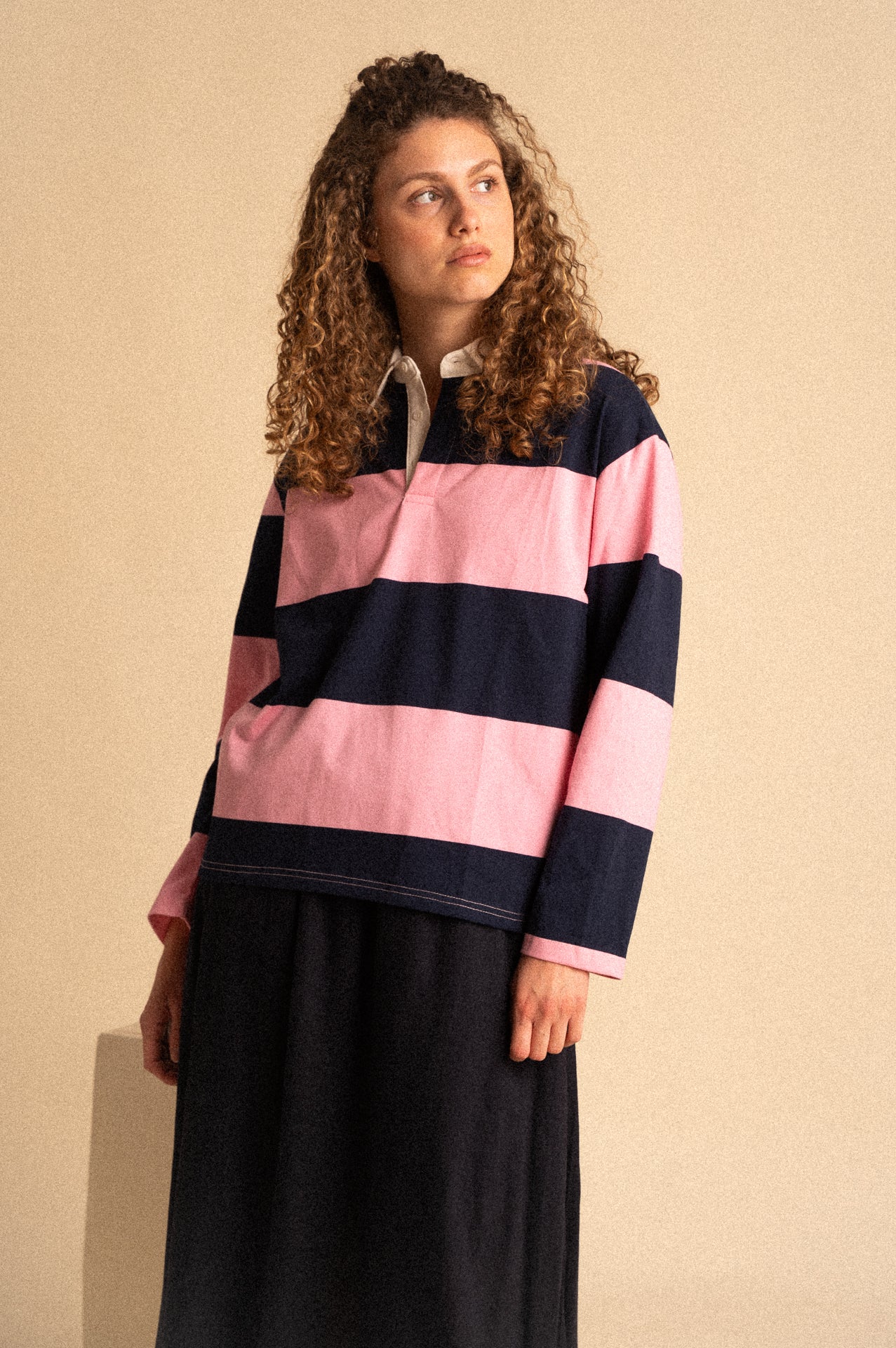 Polo Daphne a Righe Rosa e Blu Donna
