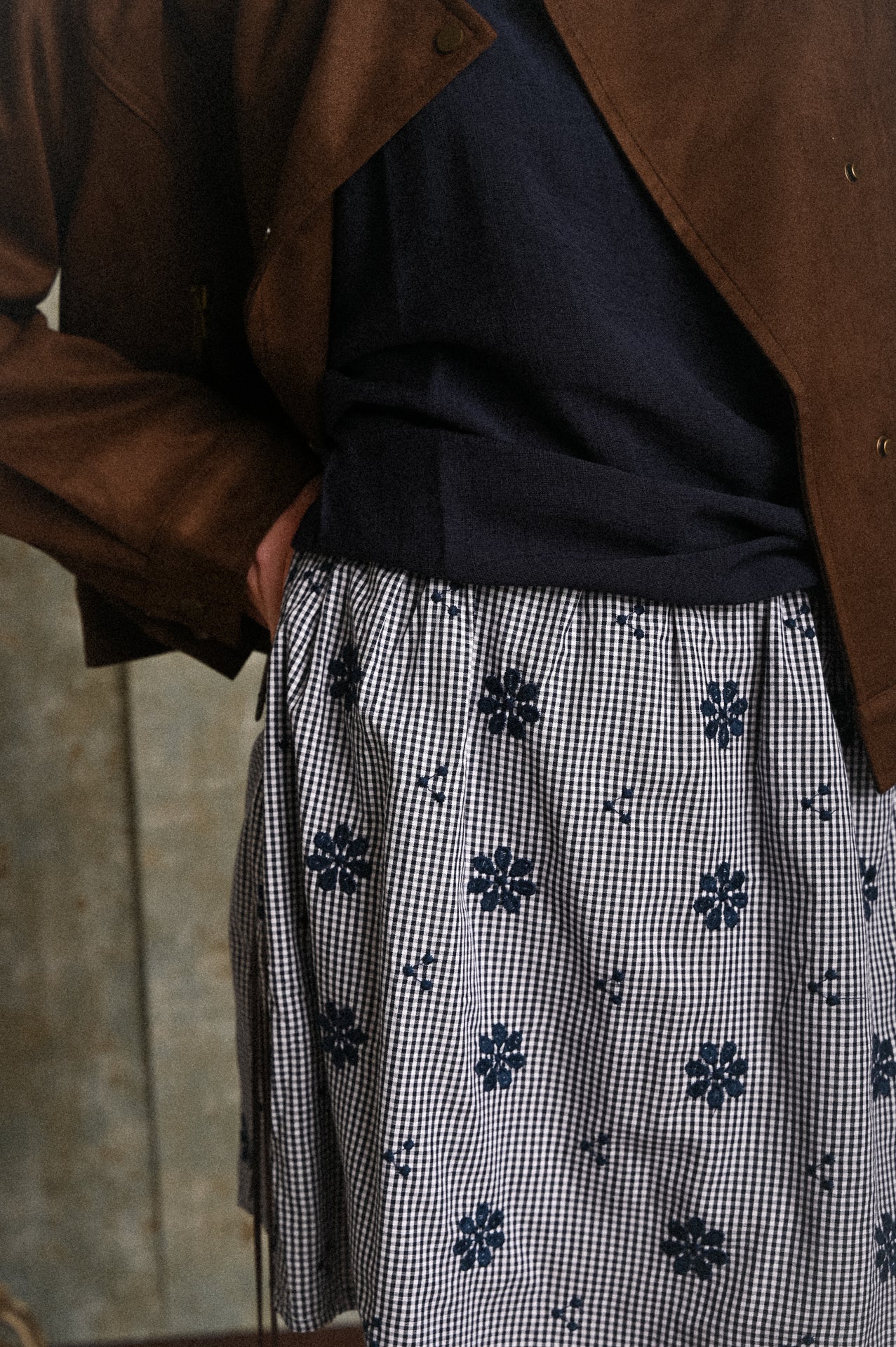 Gonna Margherita Donna Cotone Ricamata a Fiori Vita Alta