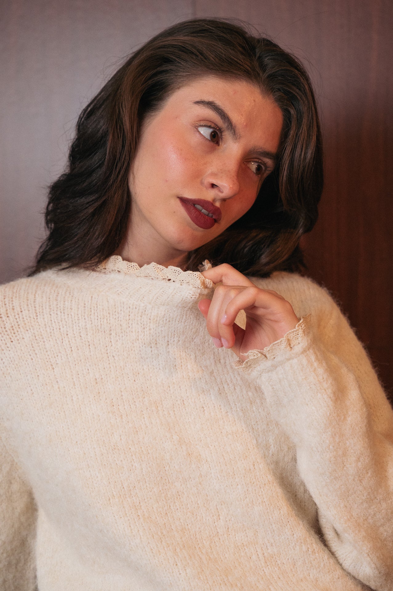 Maglione écru con ricami