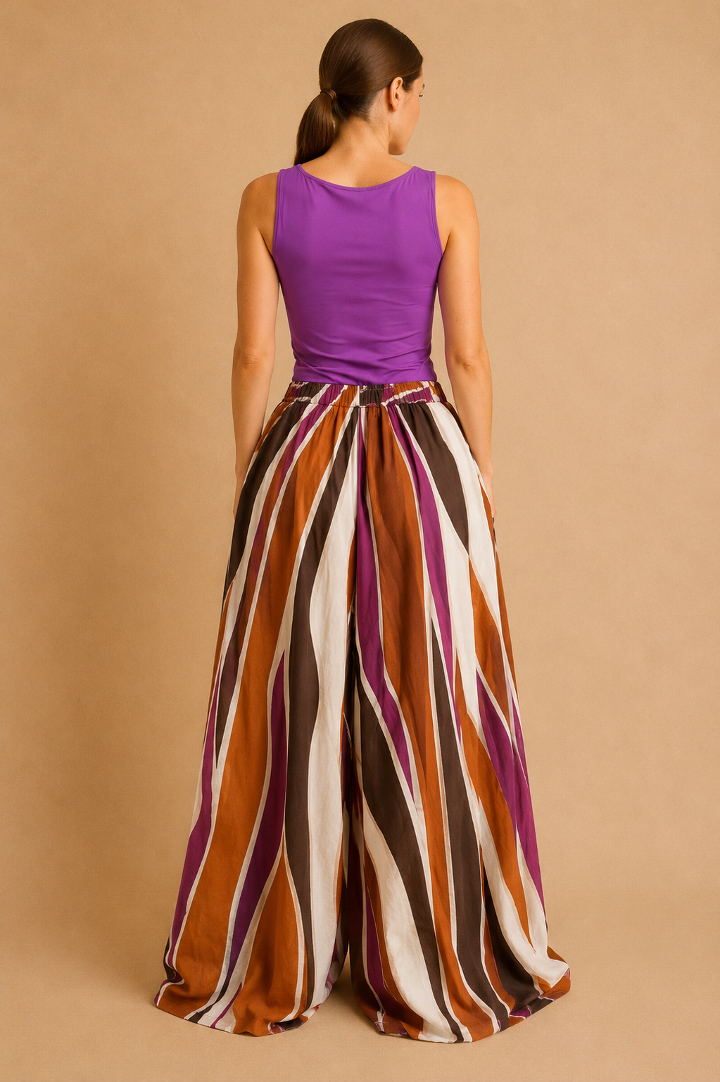 Pantalone Palazzo Donna Sahara Waves Fantasia Multicolor