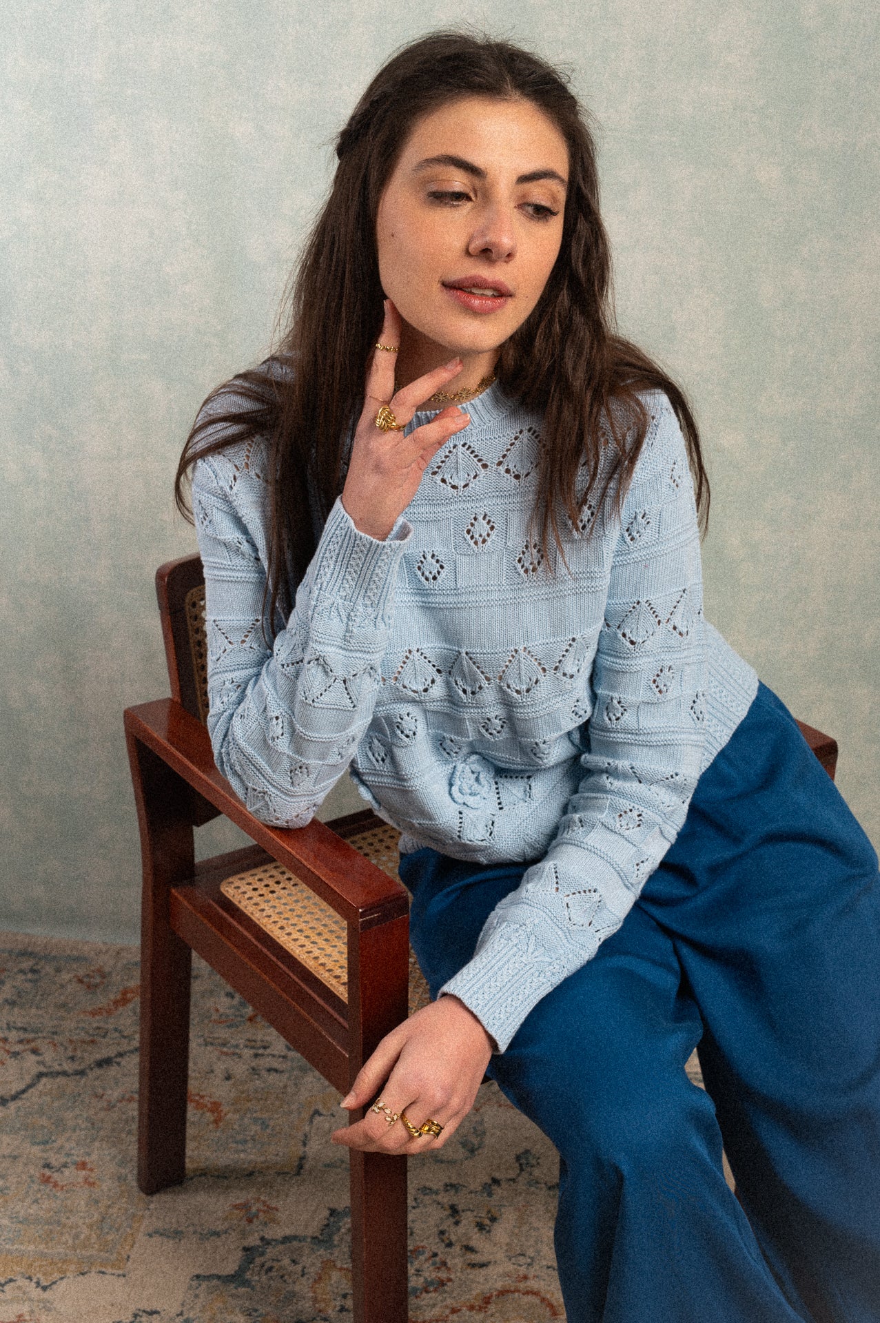 Maglione in cotone azzurro