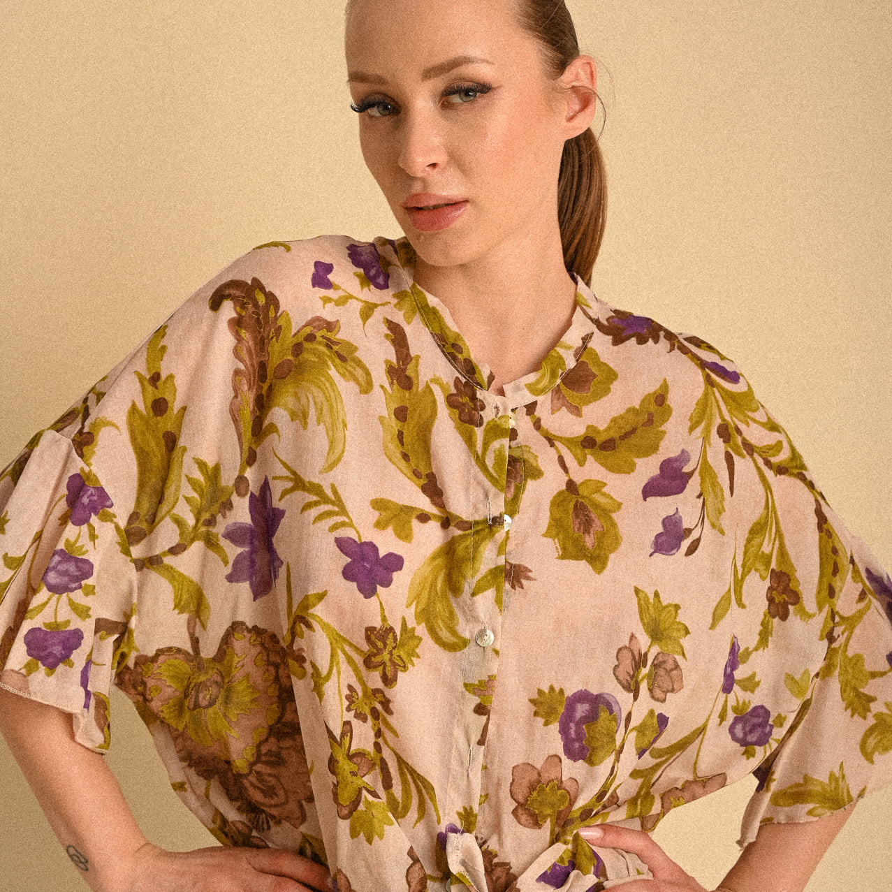 Camicia Kyoto Fiorita in Cotone 100%