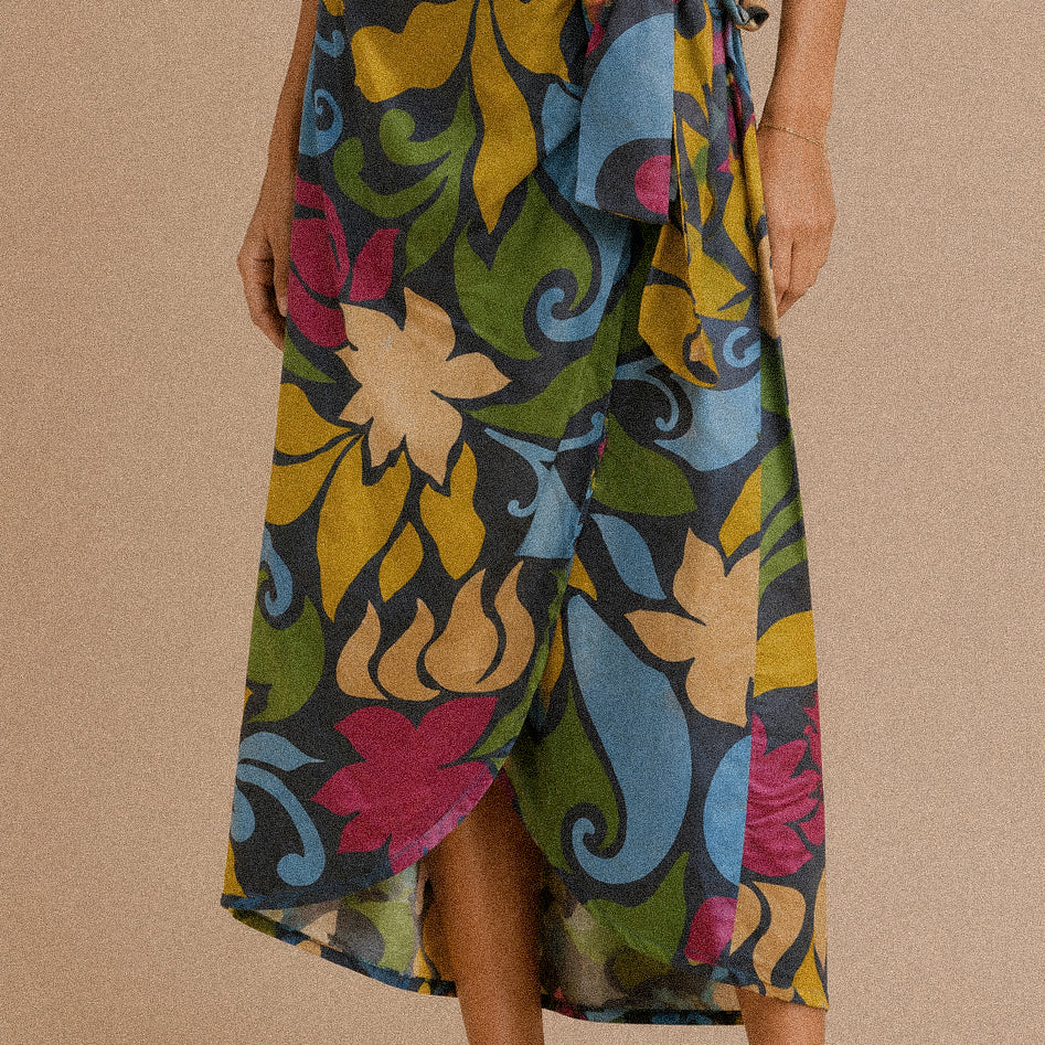 Gonna “Bloom Wrap” – gonna a portafoglio con stampa floreale