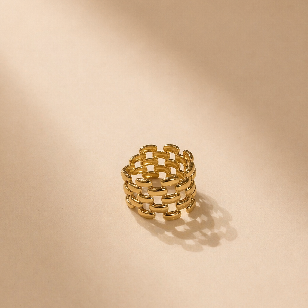 Anello Donna Maglia Catena Oro Regolabile in Acciaio Inossidabile