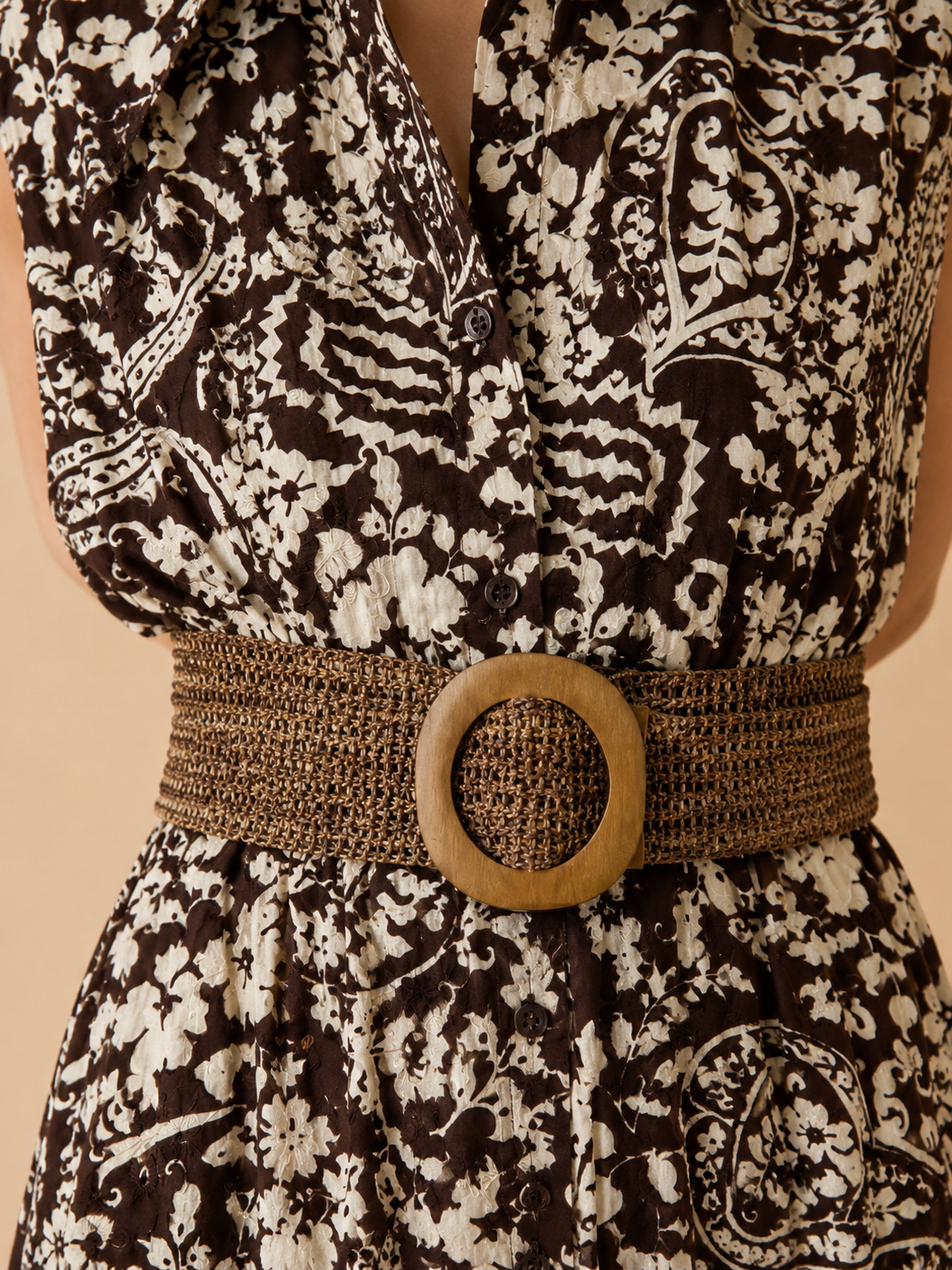 Abito chemisier “brown Paisley” – Ricamo effetto sangallo