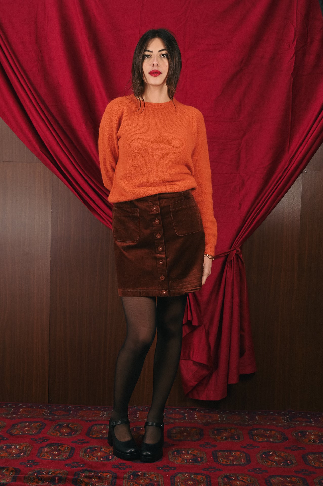 Maglione color ruggine donna Amelìe misto alpaca e lana | made in Italy