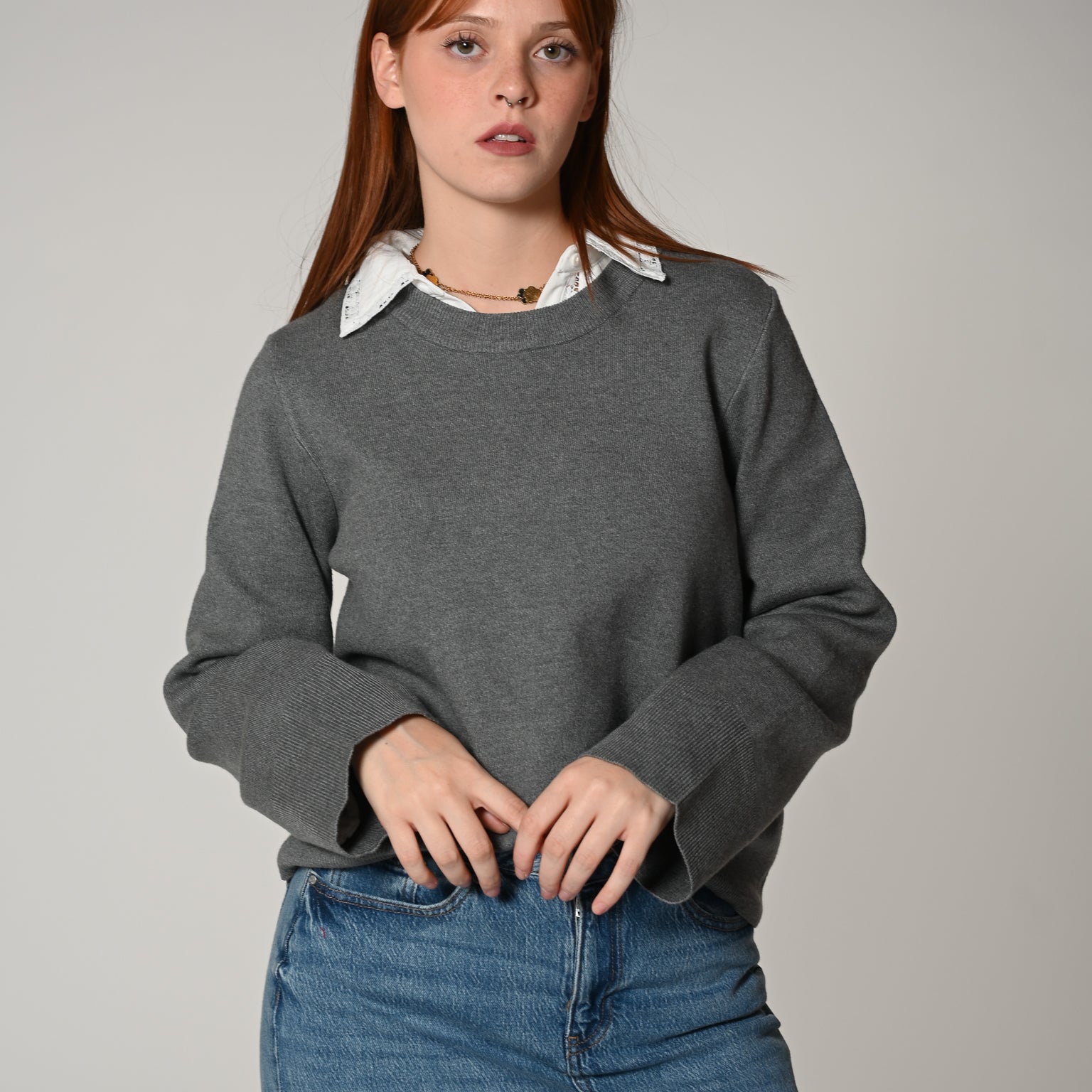 Sweater with wide sleeves