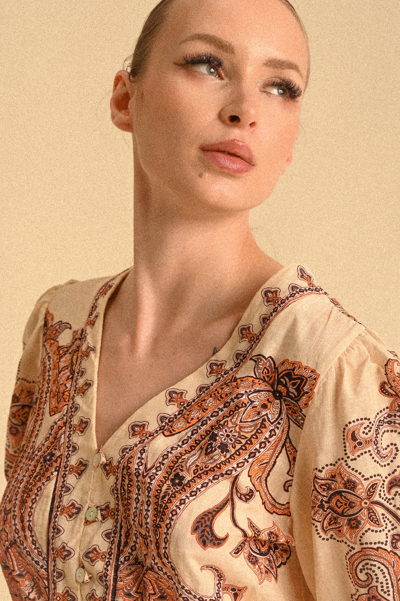 Abito Marrakech Kasbah Paisley in Cotone con Cintura e Maniche 3/4 Donna