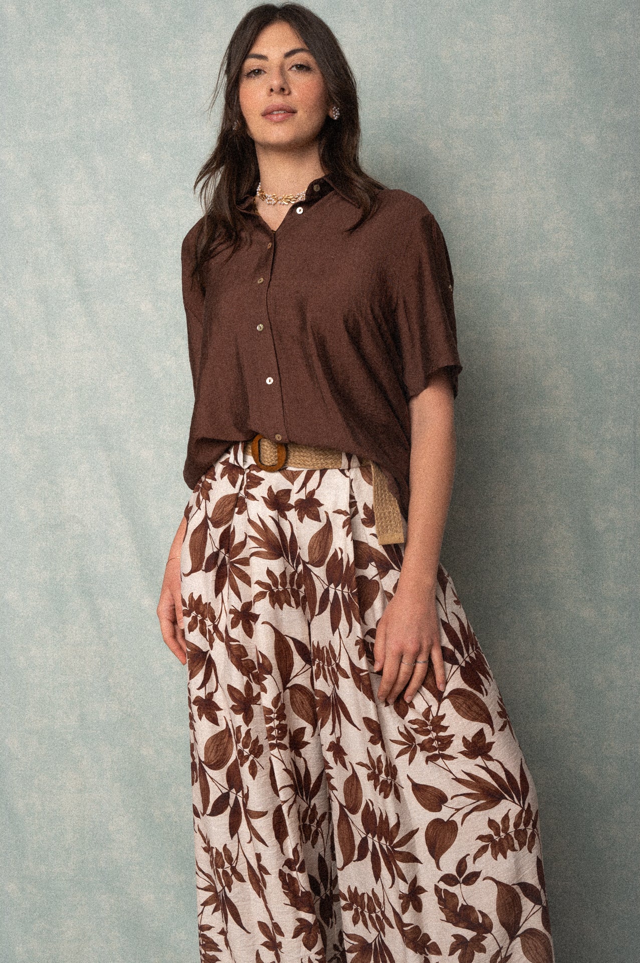 Camicia donna color cioccolato